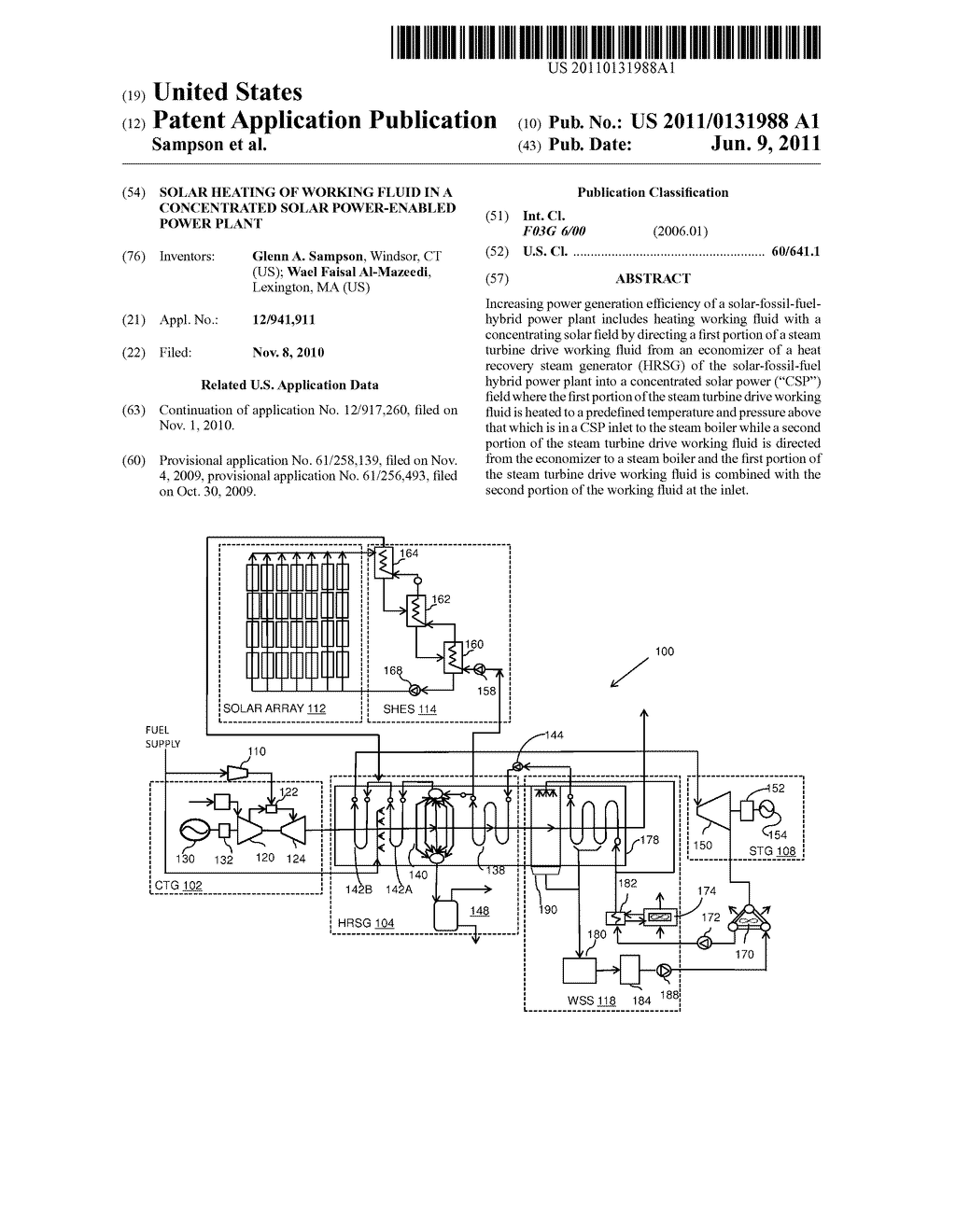 SOLAR HEATING OF WORKING FLUID IN A CONCENTRATED SOLAR POWER-ENABLED POWER     PLANT - diagram, schematic, and image 01