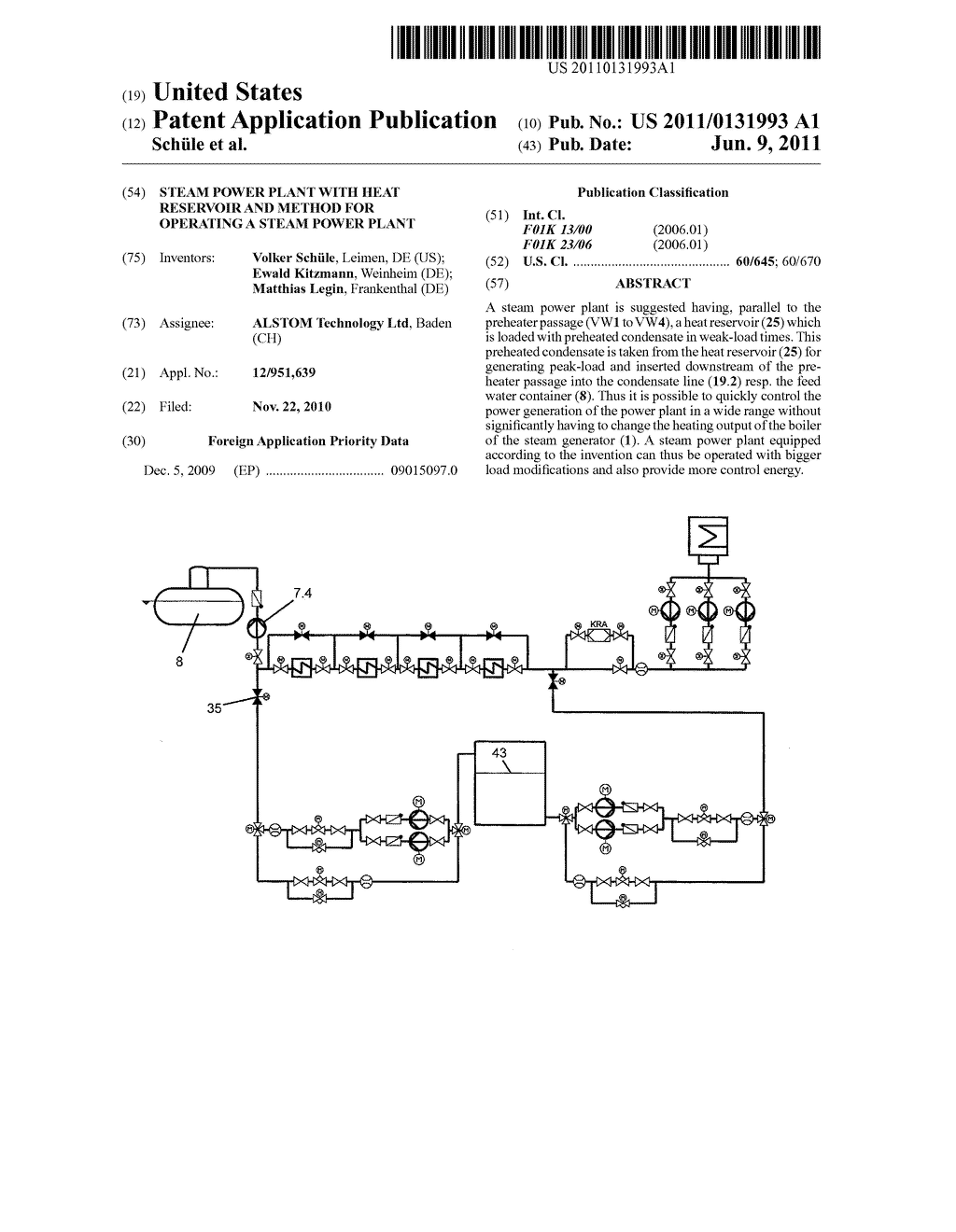 STEAM POWER PLANT WITH HEAT RESERVOIR AND METHOD FOR OPERATING A STEAM     POWER PLANT - diagram, schematic, and image 01