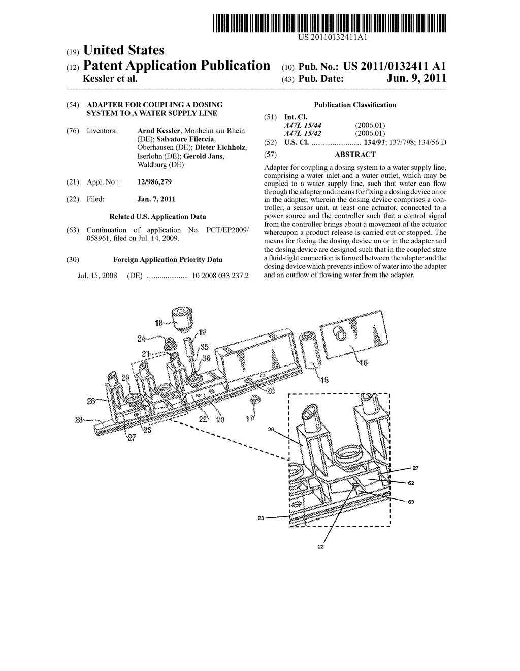 ADAPTER FOR COUPLING A DOSING SYSTEM TO A WATER SUPPLY LINE - diagram, schematic, and image 01