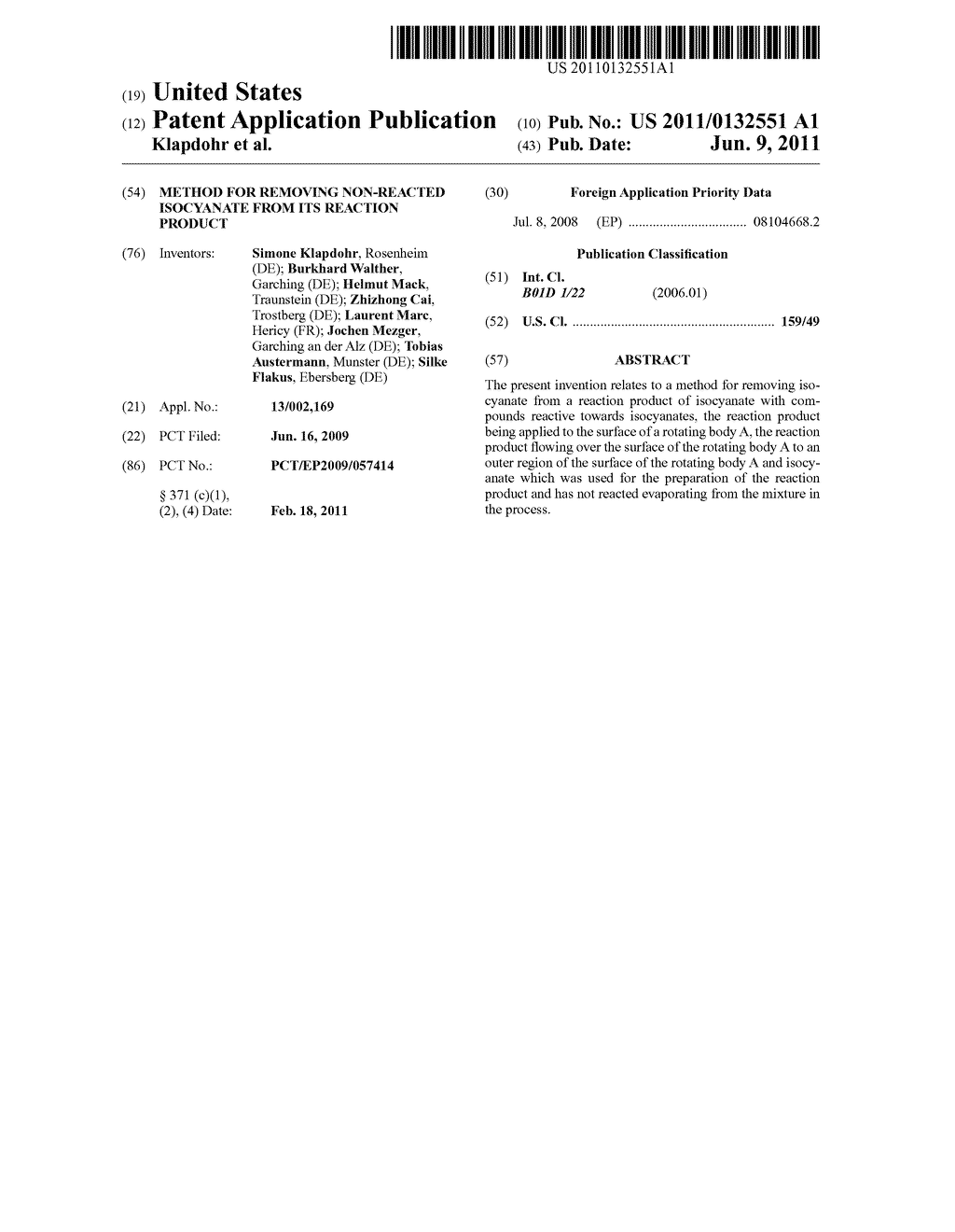 Method For Removing Non-Reacted Isocyanate From Its Reaction Product - diagram, schematic, and image 01