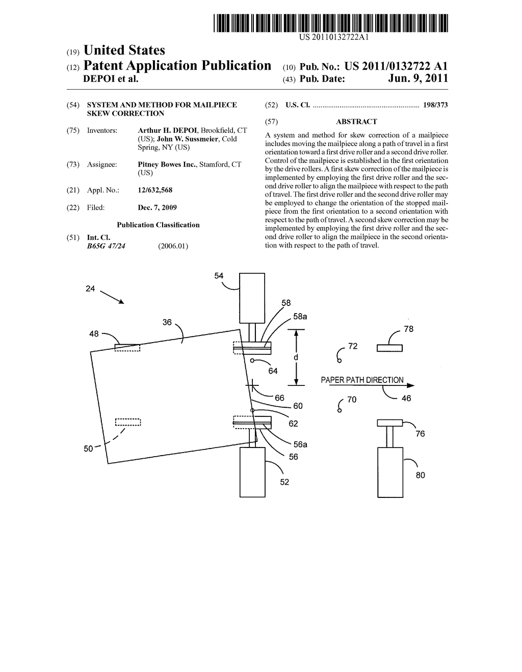 SYSTEM AND METHOD FOR MAILPIECE SKEW CORRECTION - diagram, schematic, and image 01