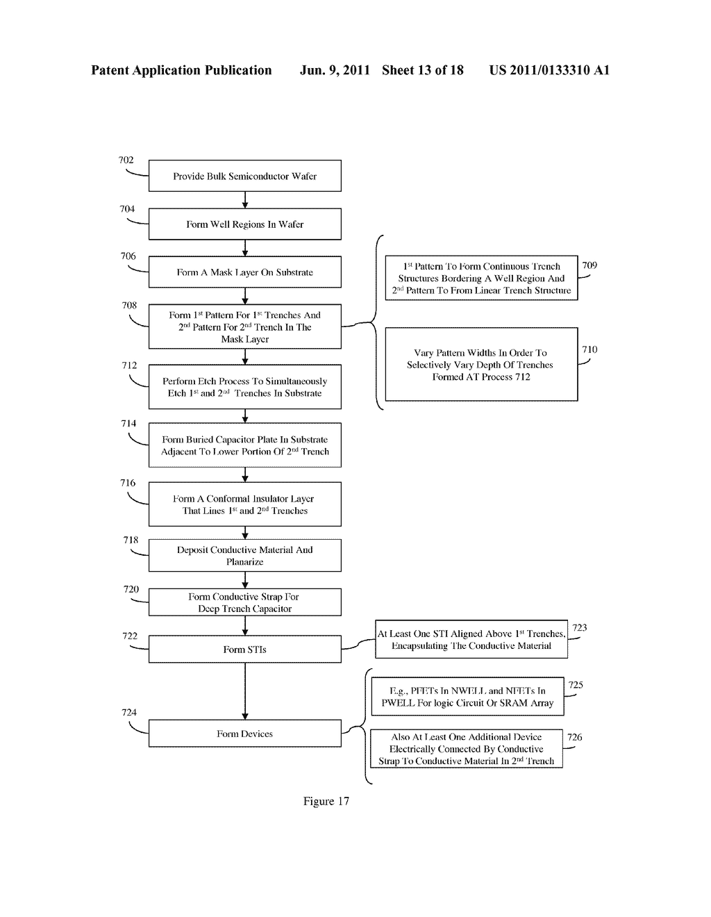  INTEGRATED CIRCUIT AND A METHOD USING INTEGRATED PROCESS STEPS TO FORM     DEEP TRENCH ISOLATION STRUCTURES AND DEEP TRENCH CAPACITOR STRUCTURES FOR     THE INTEGRATED CIRCUIT - diagram, schematic, and image 14