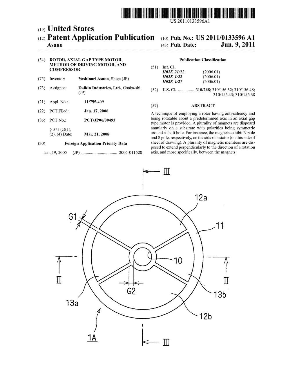 Rotor, Axial Gap Type Motor, Method of Driving Motor, and Compressor - diagram, schematic, and image 01