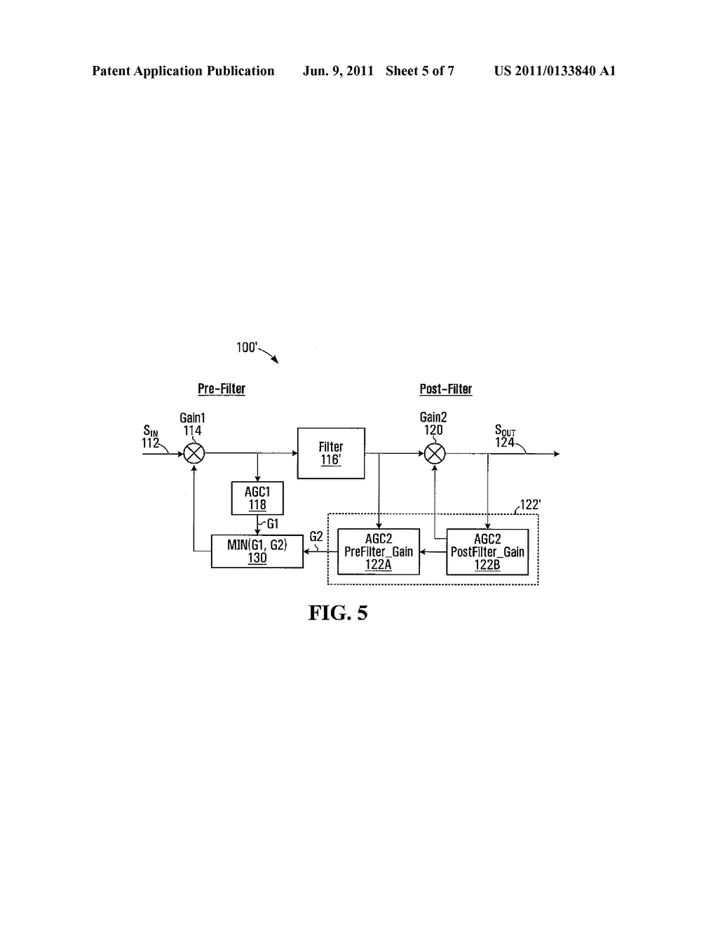 PRE AND POST FILTER AUTOMATIC GAIN CONTROL WITH BOUNDED PRE-FILTER GAIN     CONTROL - diagram, schematic, and image 06