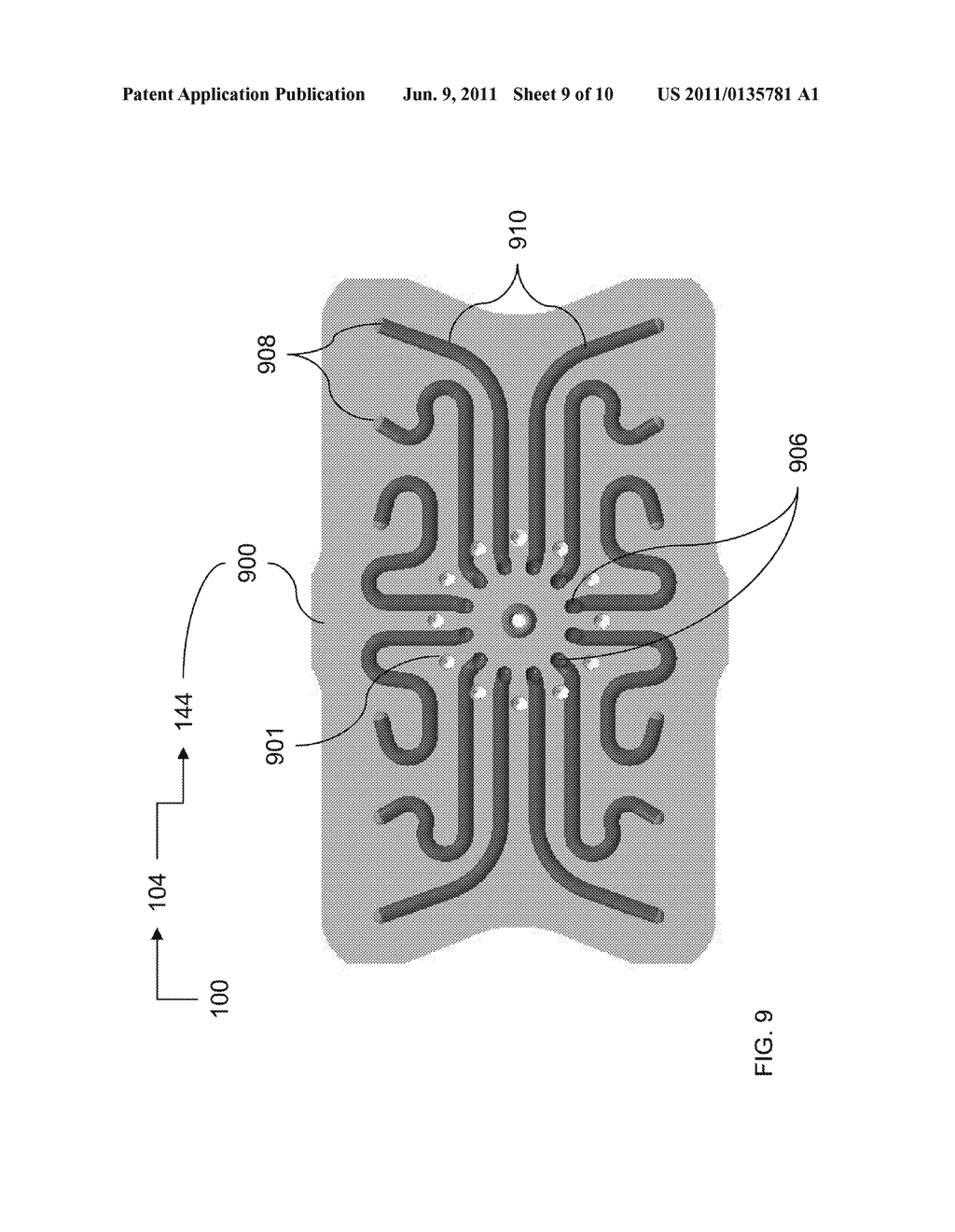 Mold-Tool System having Melt-Splitting Device Including Uninterrupted Melt     Channels Extending From Inlet and Outlets - diagram, schematic, and image 10