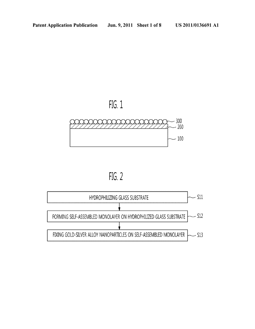 GOLD-SILVER ALLOY NANOPARTICLE CHIP, METHOD OF FABRICATING THE SAME AND     METHOD OF DETECTING MICROORGANISMS USING THE SAME - diagram, schematic, and image 02