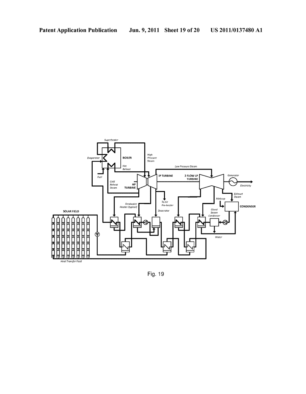 SUPPLEMENTAL SOLAR SUPERHEATED STEAM IN A CONCENTRATED SOLAR POWER-ENABLED     POWER PLANT - diagram, schematic, and image 20