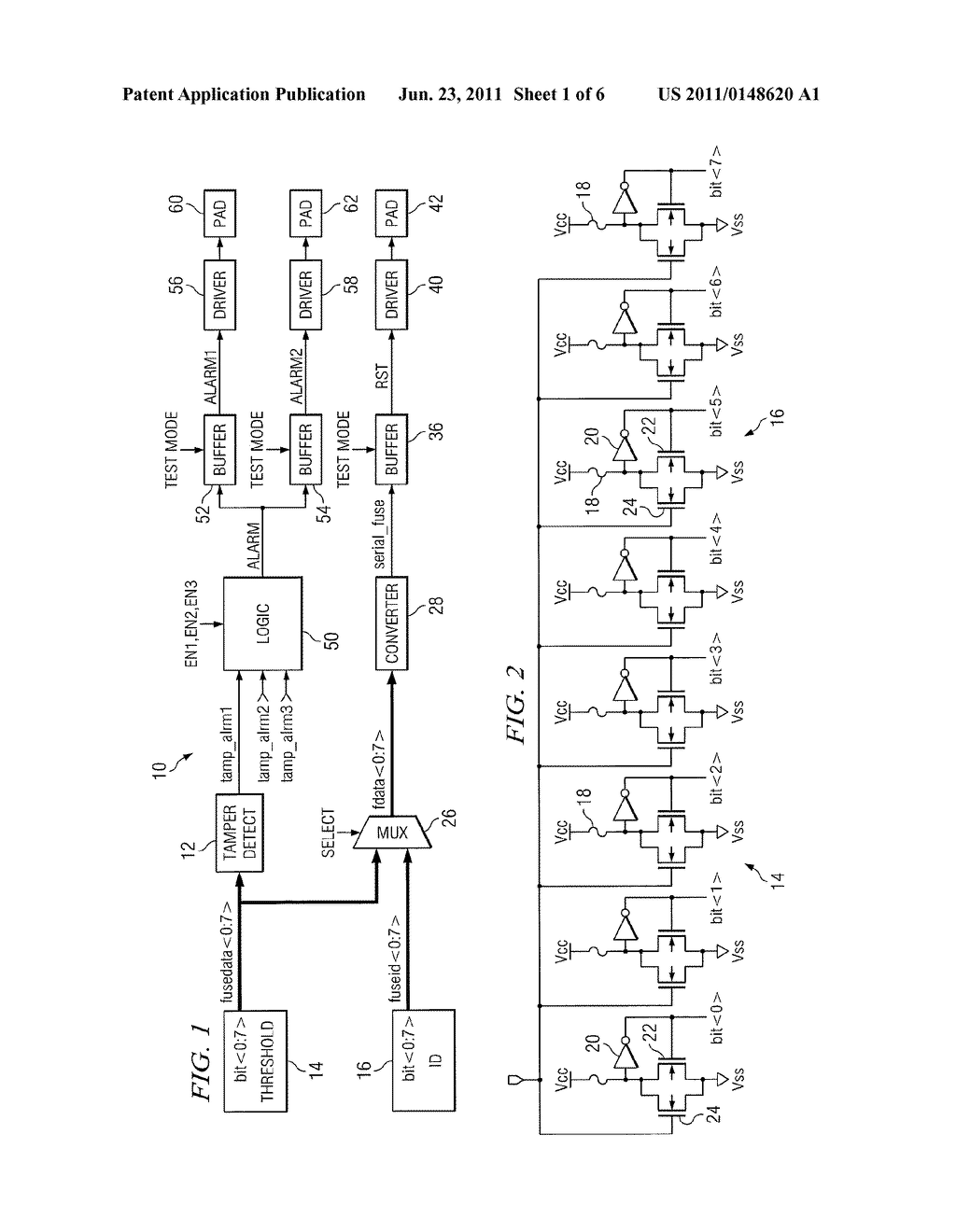 TEST MODE CIRCUITRY FOR A PROGRAMMABLE TAMPER DETECTION CIRCUIT - diagram, schematic, and image 02