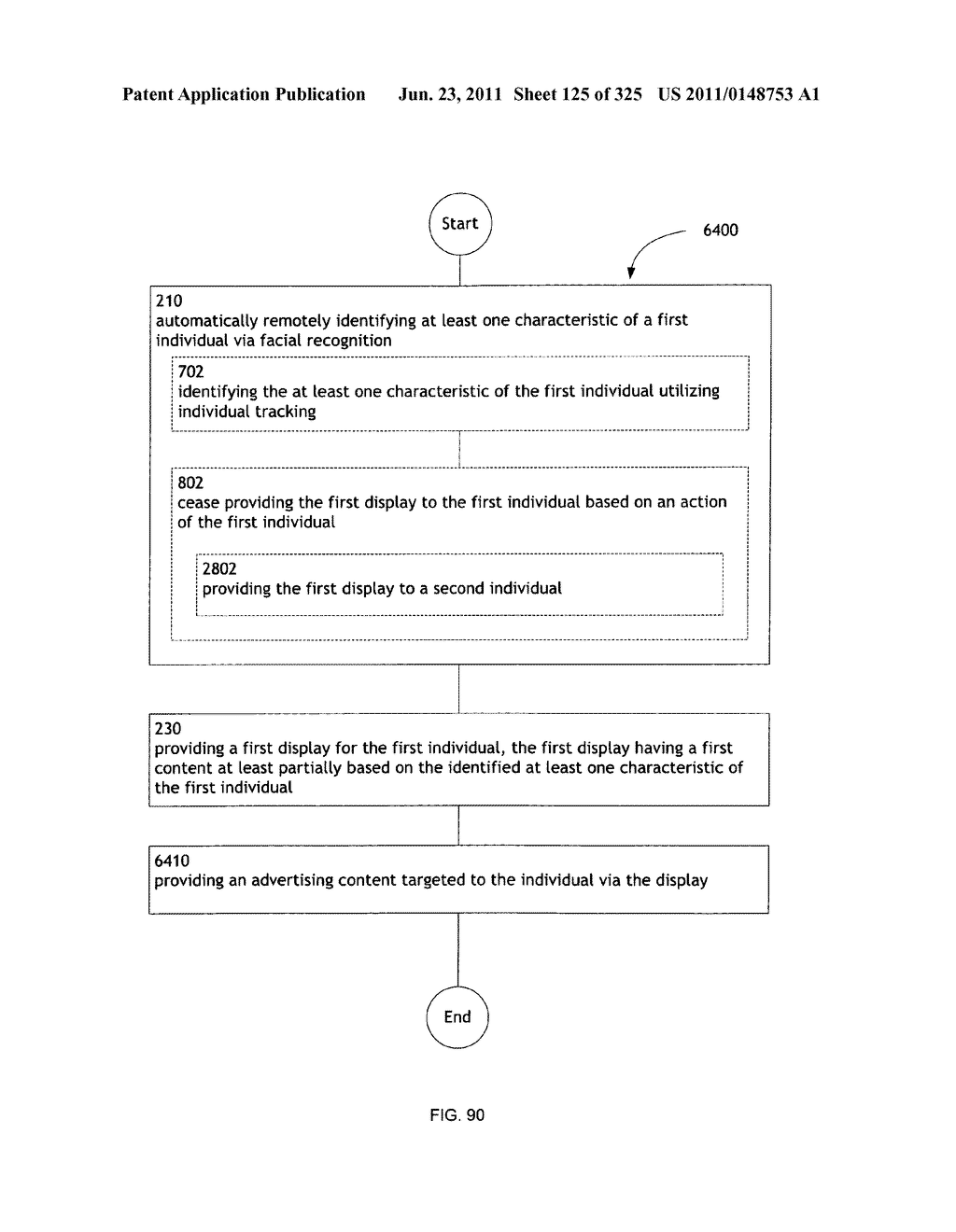 Identifying a characteristic of an individual utilizing facial recognition     and providing a display for the individual - diagram, schematic, and image 126