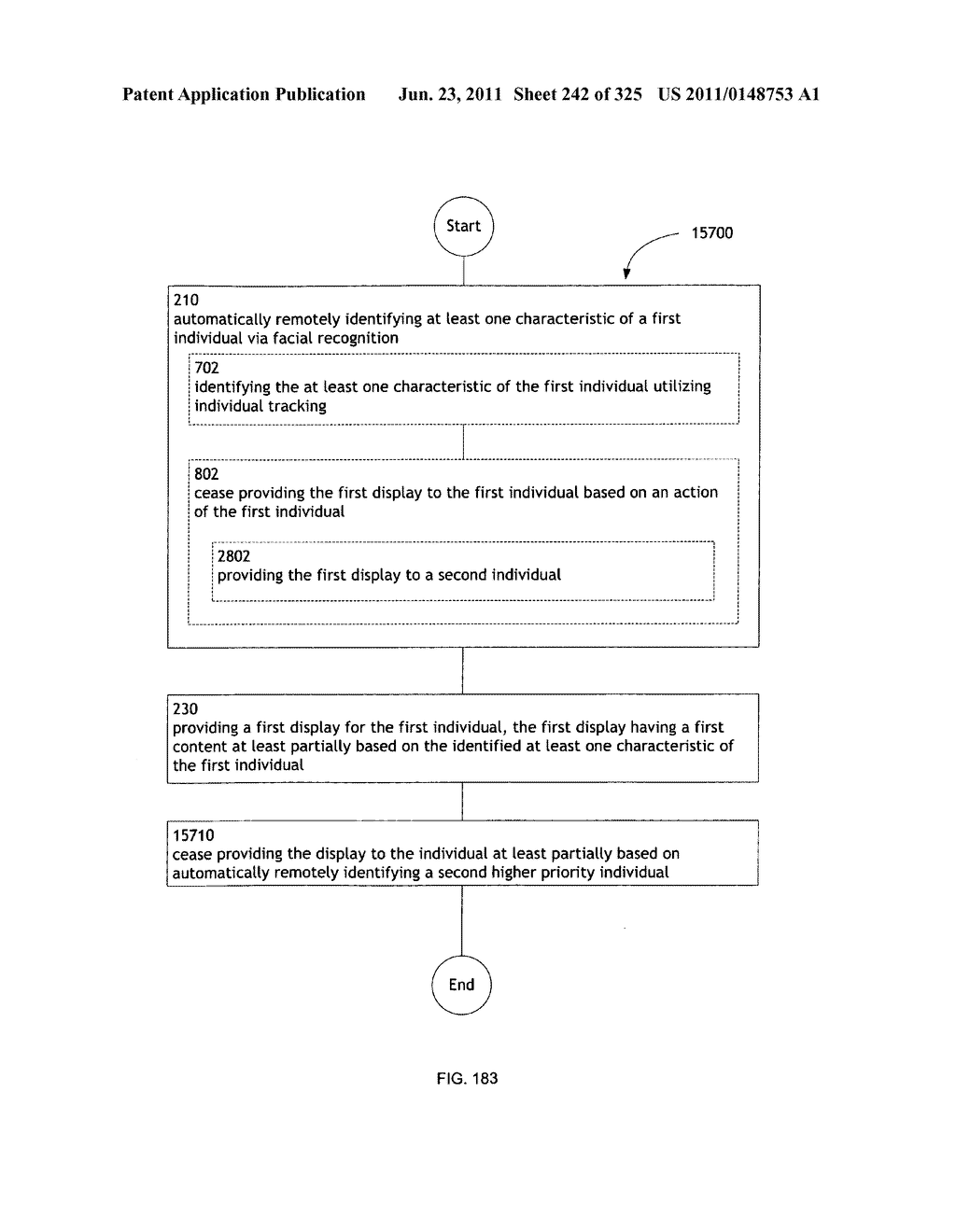 Identifying a characteristic of an individual utilizing facial recognition     and providing a display for the individual - diagram, schematic, and image 243