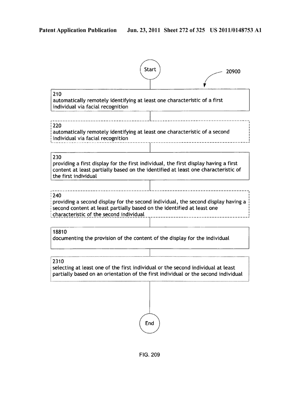 Identifying a characteristic of an individual utilizing facial recognition     and providing a display for the individual - diagram, schematic, and image 273