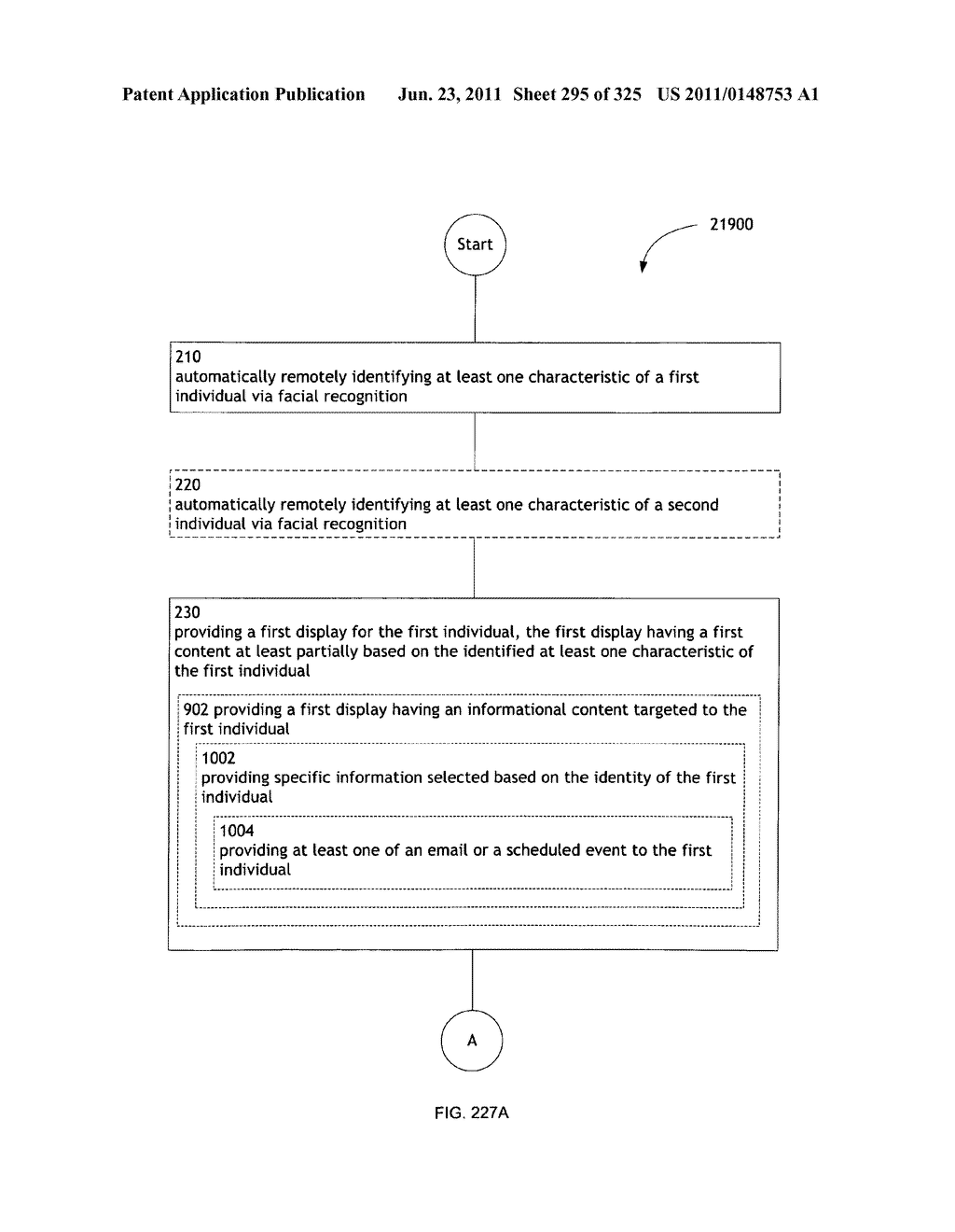 Identifying a characteristic of an individual utilizing facial recognition     and providing a display for the individual - diagram, schematic, and image 296