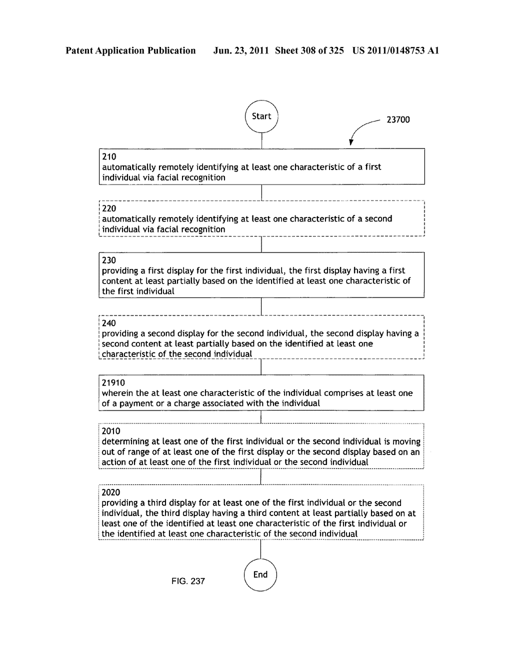 Identifying a characteristic of an individual utilizing facial recognition     and providing a display for the individual - diagram, schematic, and image 309