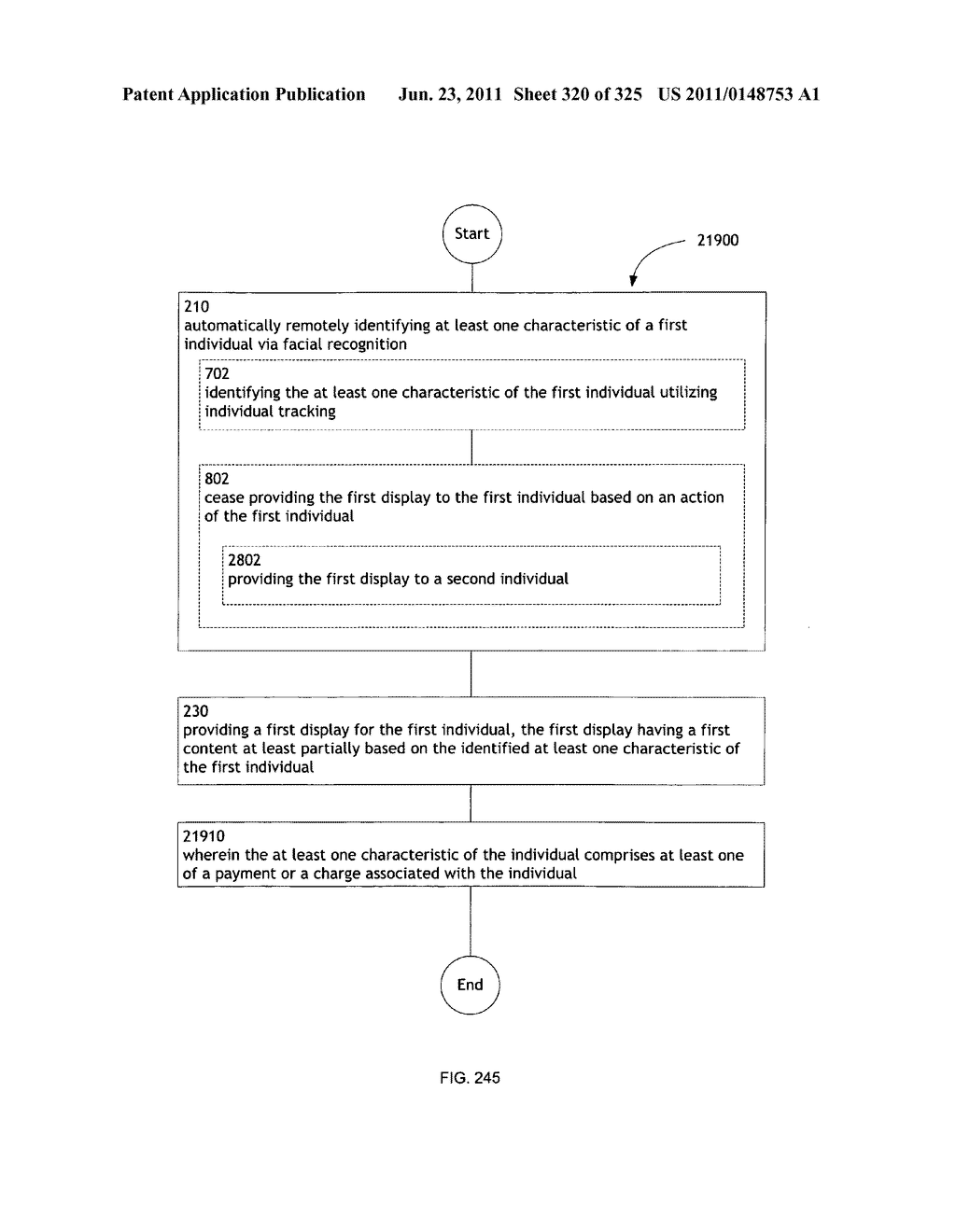 Identifying a characteristic of an individual utilizing facial recognition     and providing a display for the individual - diagram, schematic, and image 321