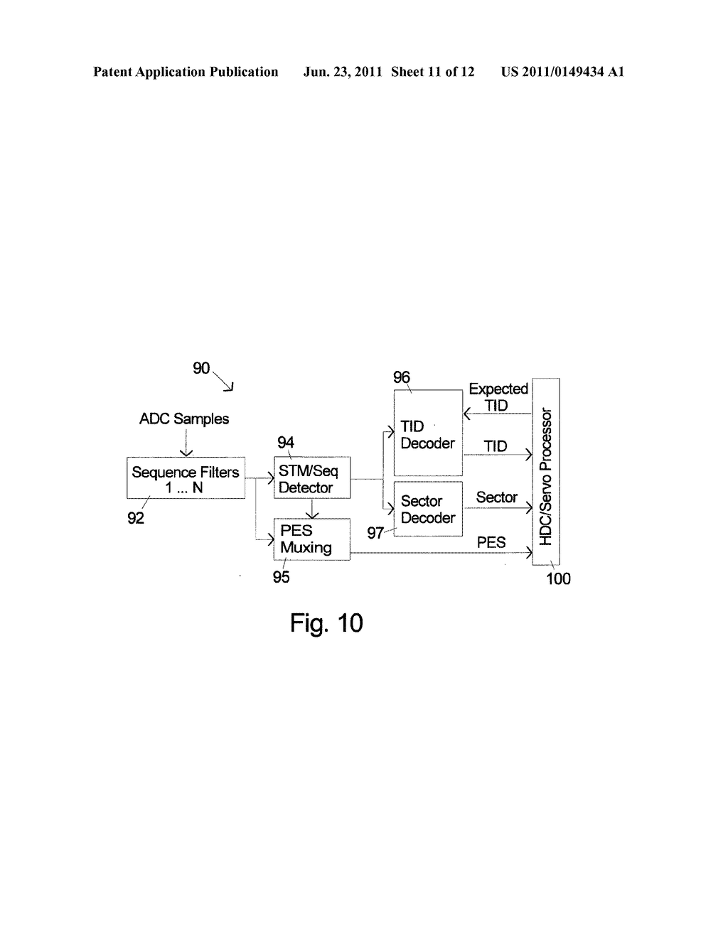 Information storage device with multiple-use fields in servo pattern - diagram, schematic, and image 12