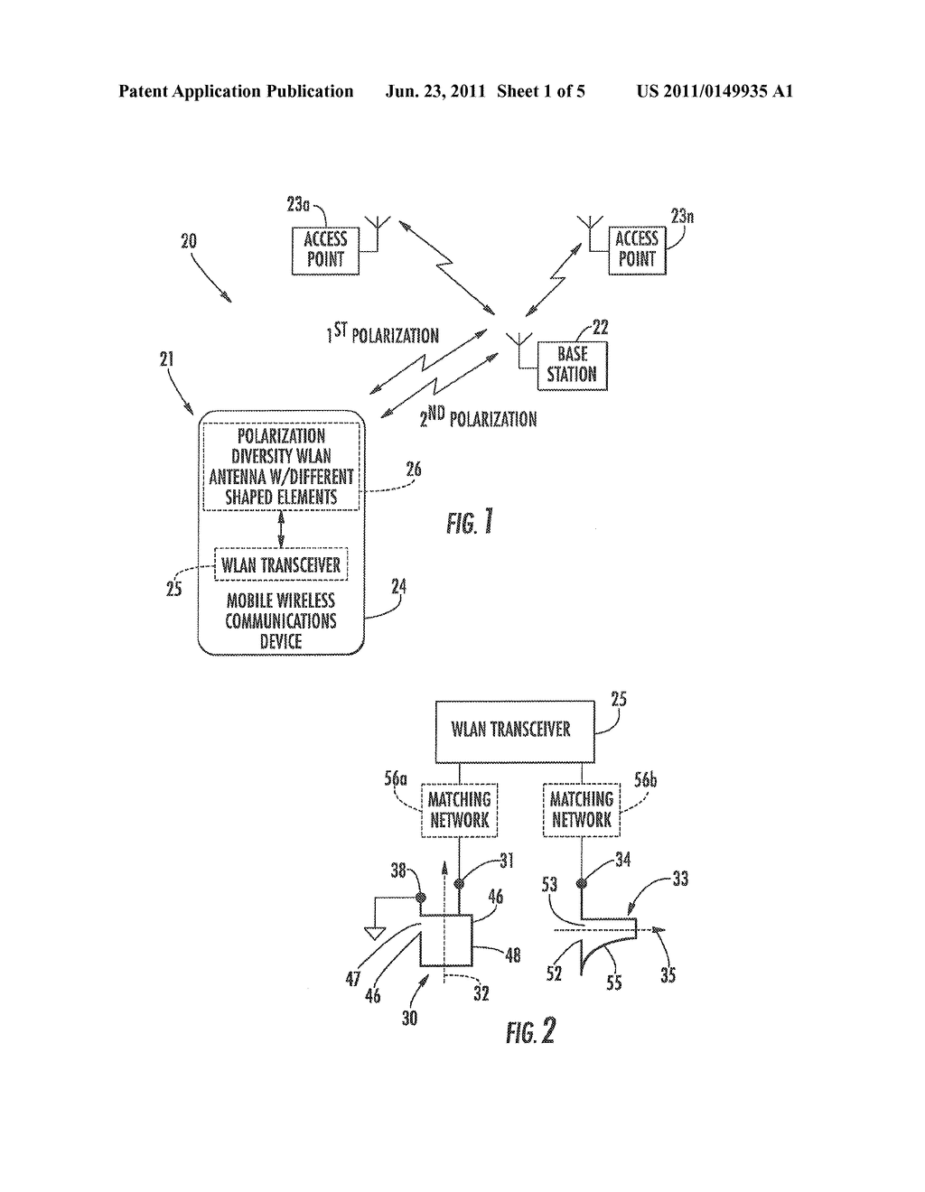 MOBILE WIRELESS COMMUNICATIONS DEVICE WITH DIVERSITY WIRELESS LOCAL AREA     NETWORK (LAN) ANTENNA AND RELATED METHODS - diagram, schematic, and image 02
