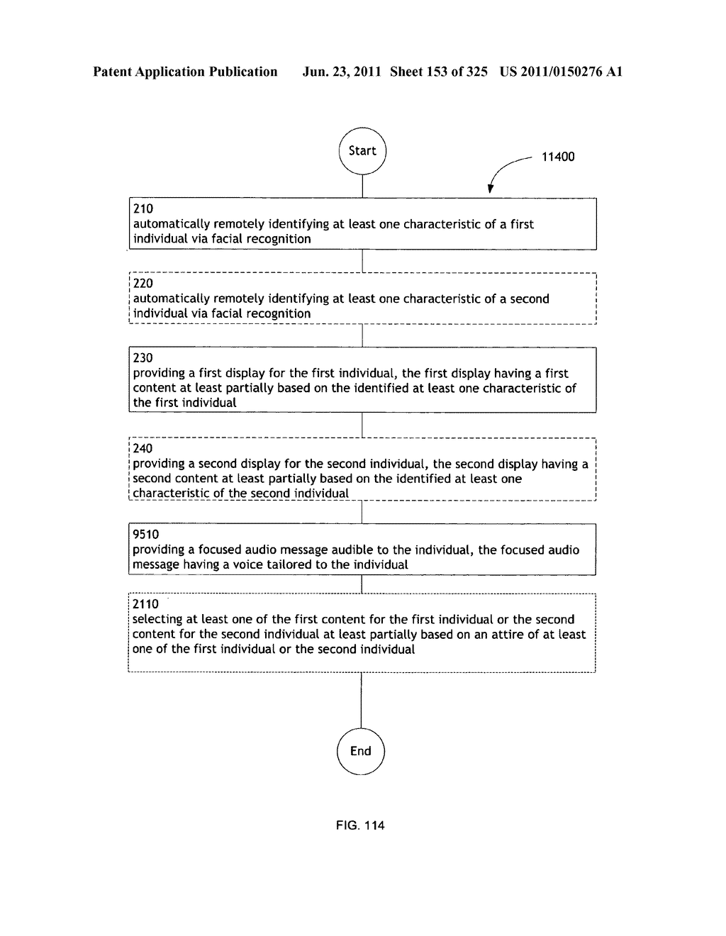 Identifying a characteristic of an individual utilizing facial recognition     and providing a display for the individual - diagram, schematic, and image 154