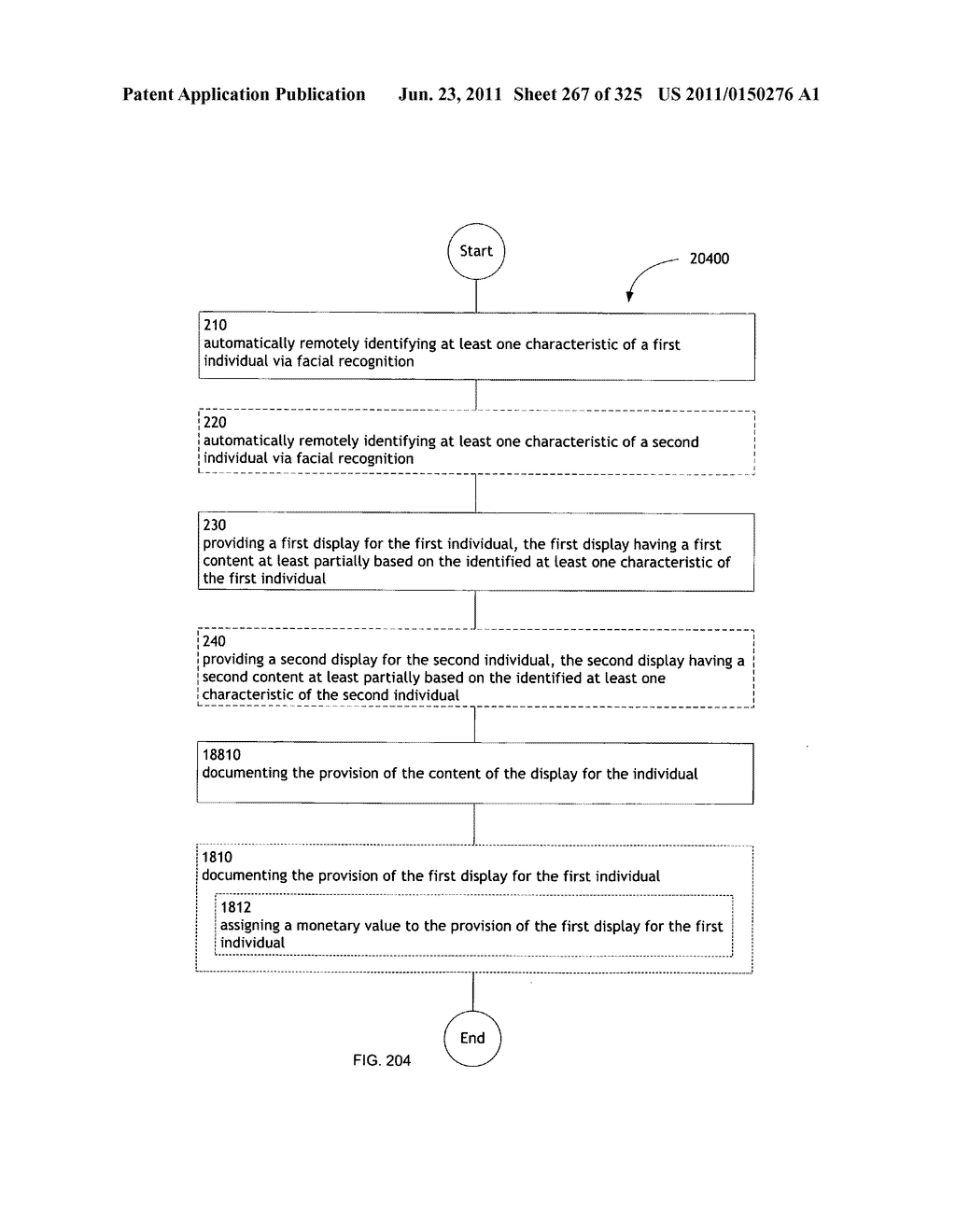 Identifying a characteristic of an individual utilizing facial recognition     and providing a display for the individual - diagram, schematic, and image 268