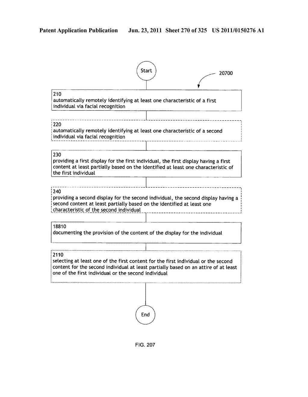 Identifying a characteristic of an individual utilizing facial recognition     and providing a display for the individual - diagram, schematic, and image 271