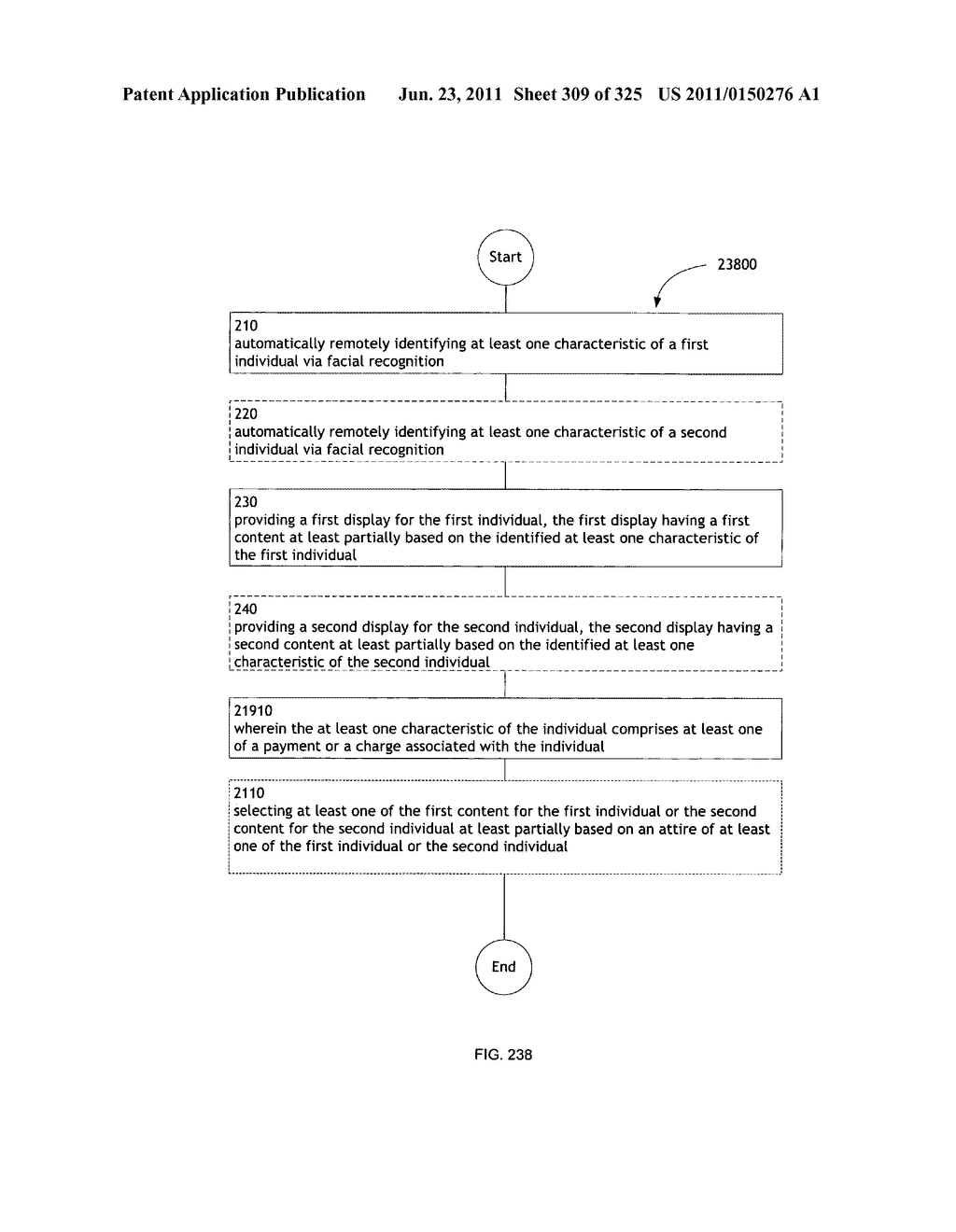 Identifying a characteristic of an individual utilizing facial recognition     and providing a display for the individual - diagram, schematic, and image 310