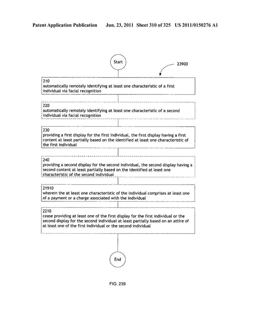 Identifying a characteristic of an individual utilizing facial recognition     and providing a display for the individual - diagram, schematic, and image 311