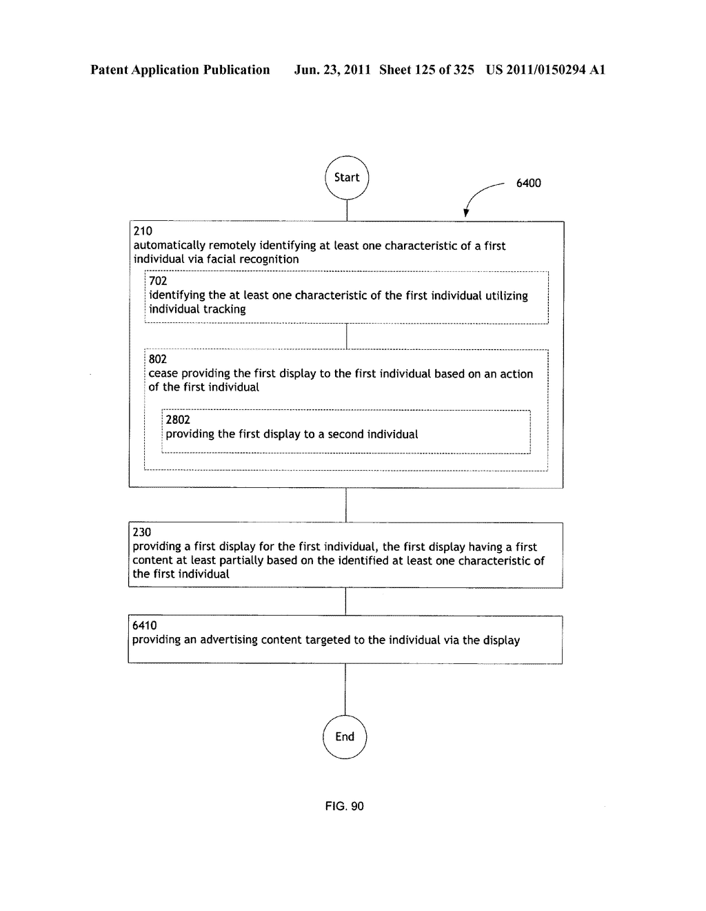 Identifying a characteristic of an individual utilizing facial recognition     and providing a display for the individual - diagram, schematic, and image 126