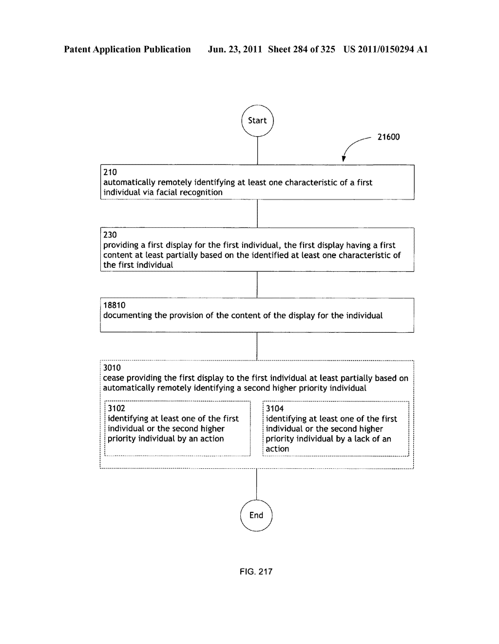 Identifying a characteristic of an individual utilizing facial recognition     and providing a display for the individual - diagram, schematic, and image 285