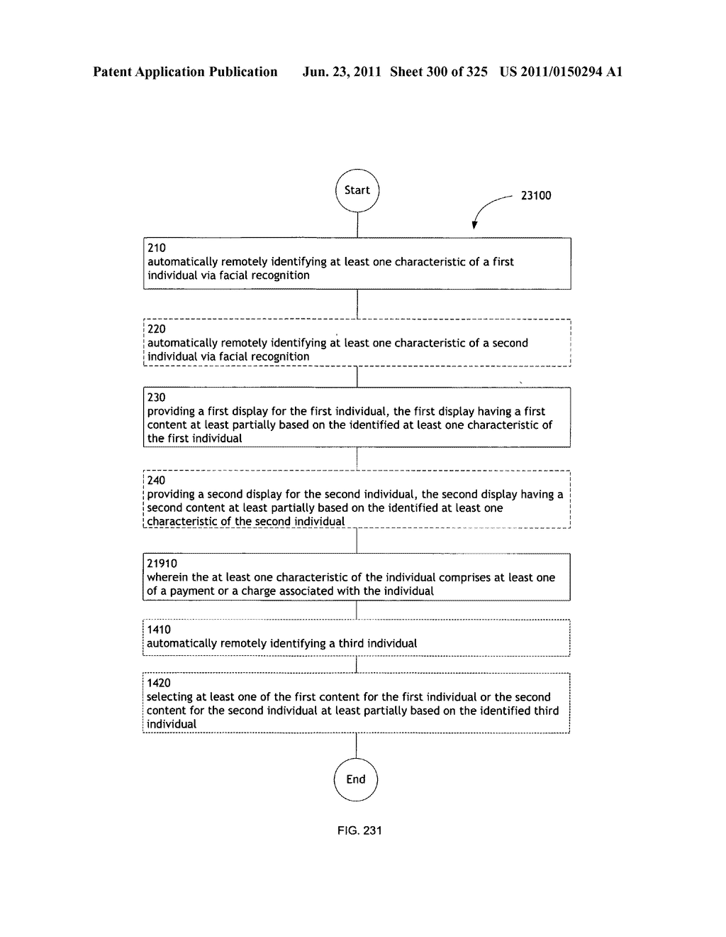 Identifying a characteristic of an individual utilizing facial recognition     and providing a display for the individual - diagram, schematic, and image 301