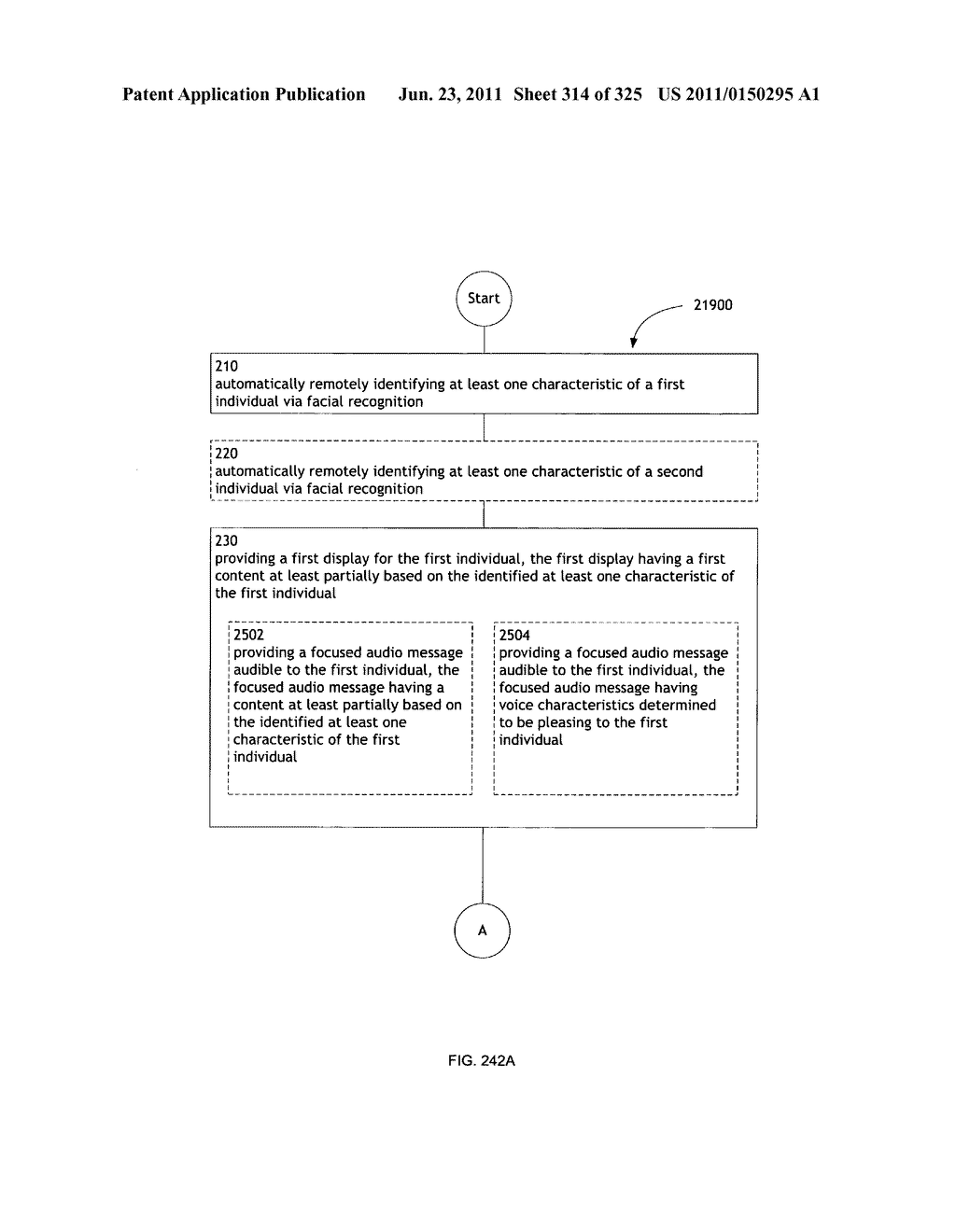 Identifying a characteristic of an individual utilizing facial recognition     and providing a display for the individual - diagram, schematic, and image 315