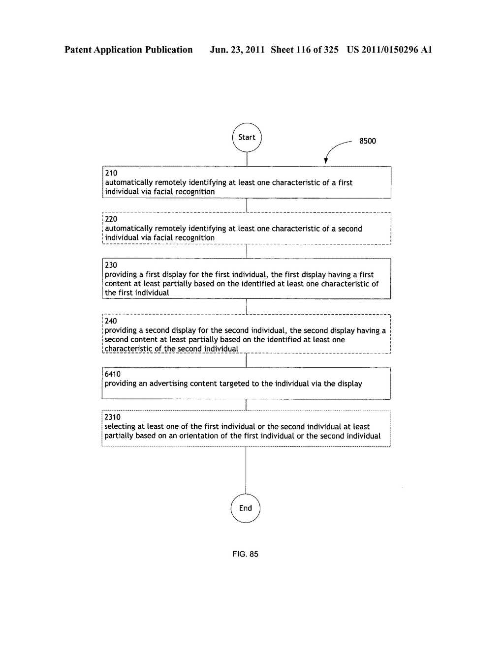 Identifying a characteristic of an individual utilizing facial recognition     and providing a display  for the individual - diagram, schematic, and image 117