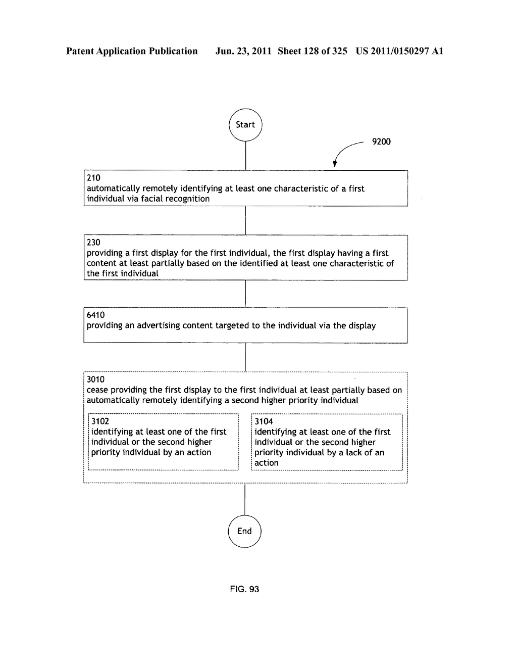 Identifying a characteristic of an individual utilizing facial recognition     and providing a display for the individual - diagram, schematic, and image 129