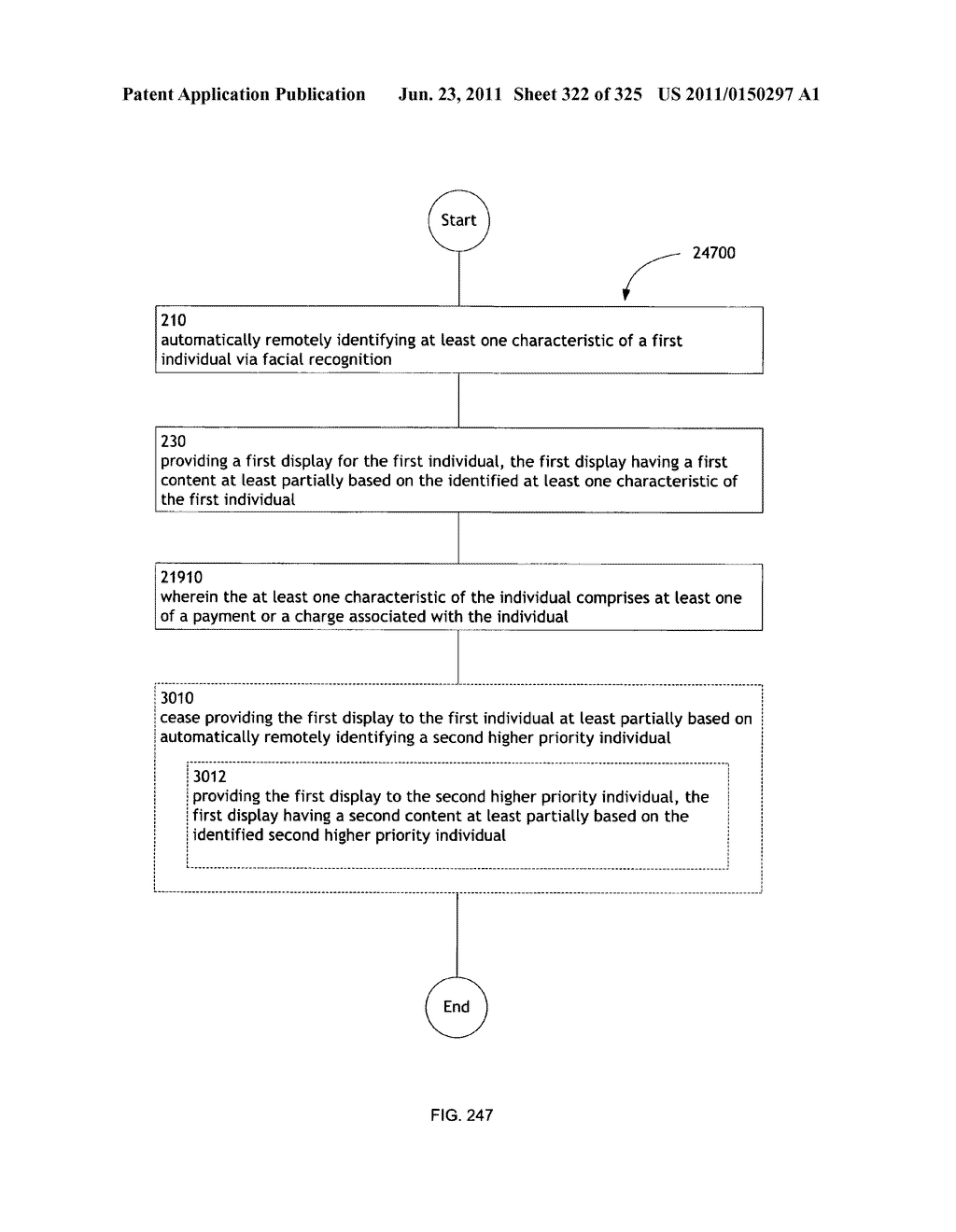 Identifying a characteristic of an individual utilizing facial recognition     and providing a display for the individual - diagram, schematic, and image 323