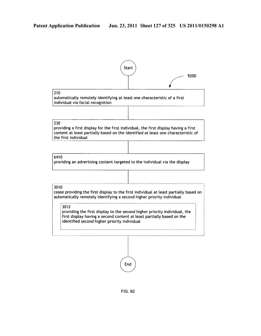 Identifying a characteristic of an individual utilizing facial recognition     and providing a display for the individual - diagram, schematic, and image 128