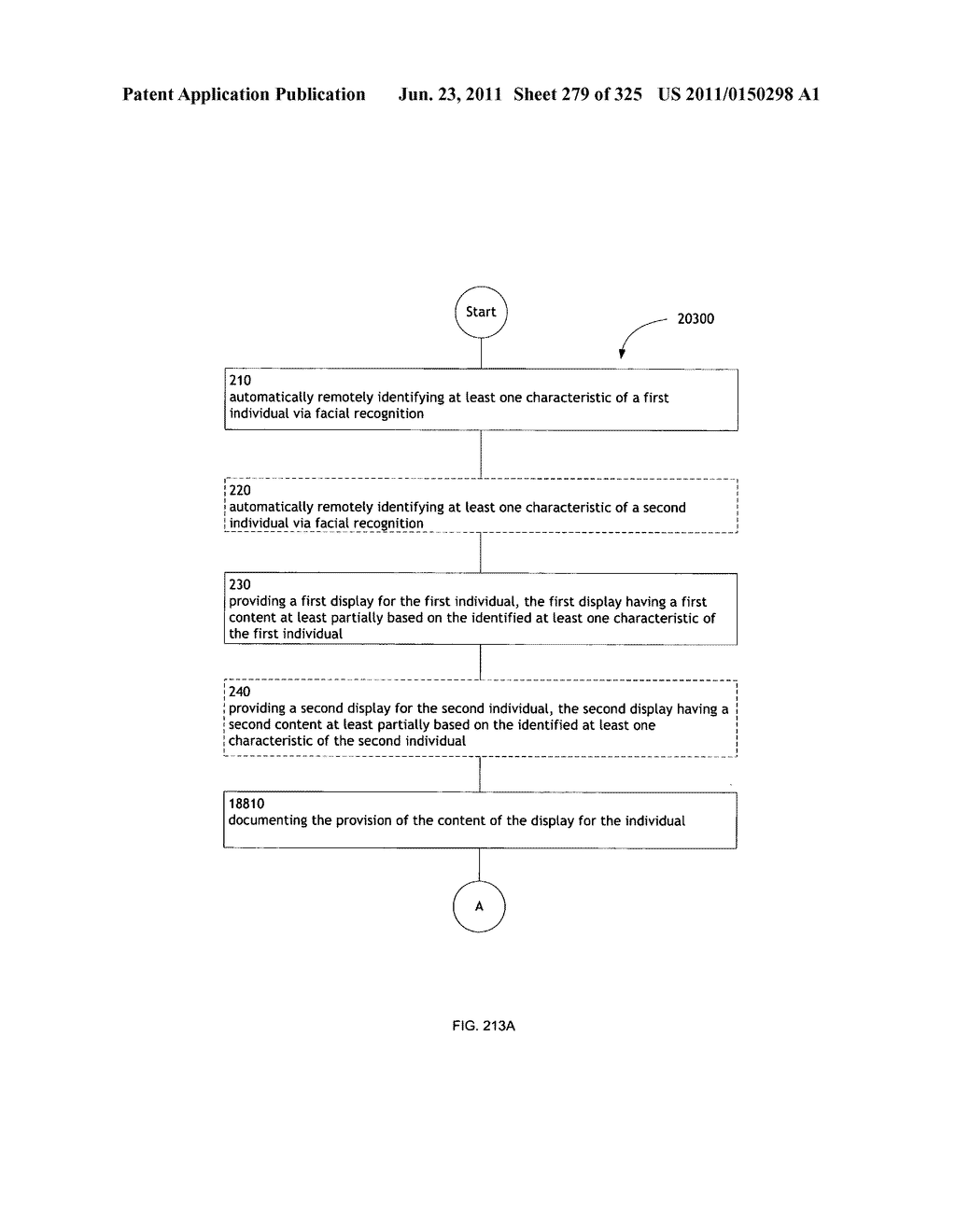 Identifying a characteristic of an individual utilizing facial recognition     and providing a display for the individual - diagram, schematic, and image 280