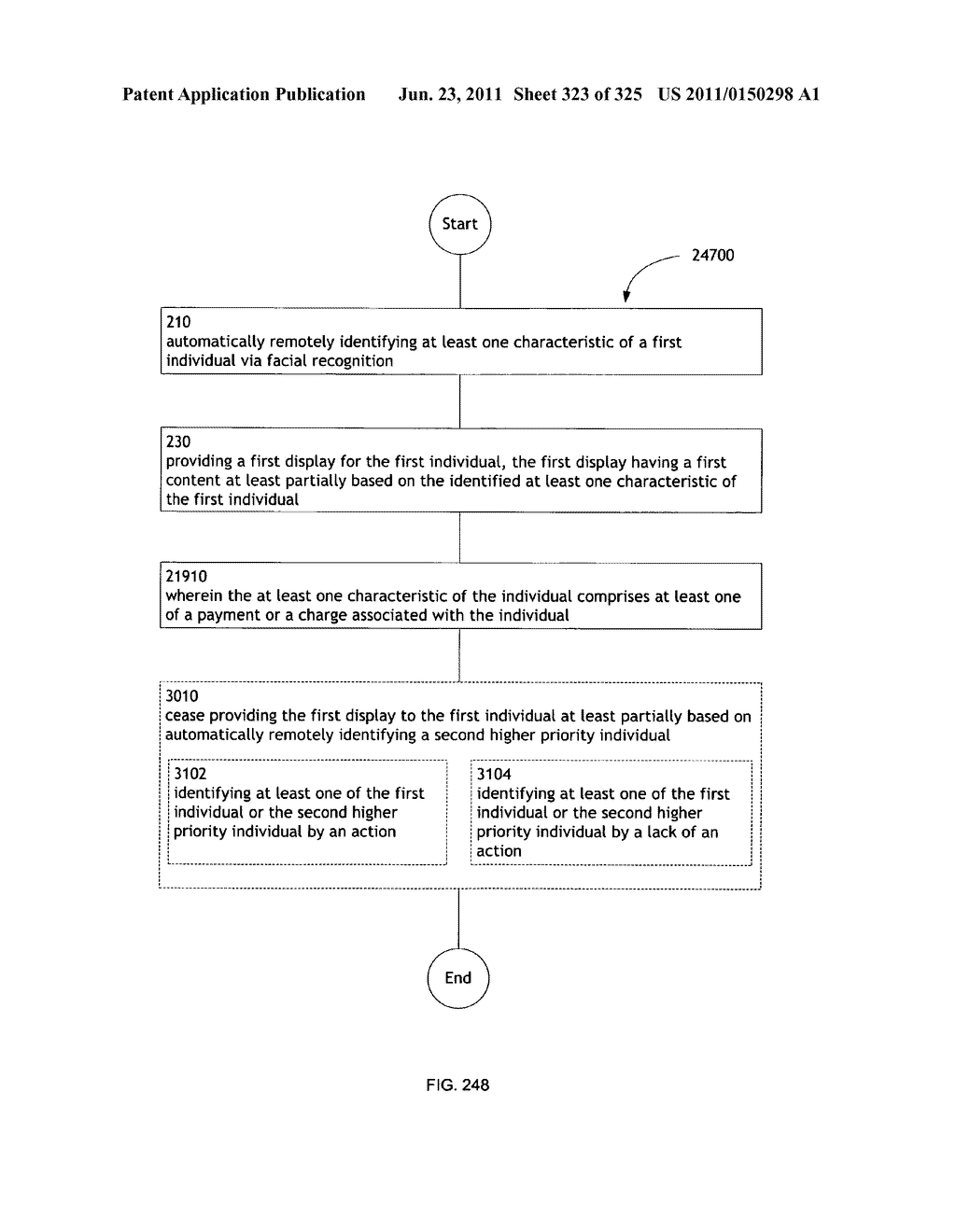 Identifying a characteristic of an individual utilizing facial recognition     and providing a display for the individual - diagram, schematic, and image 324