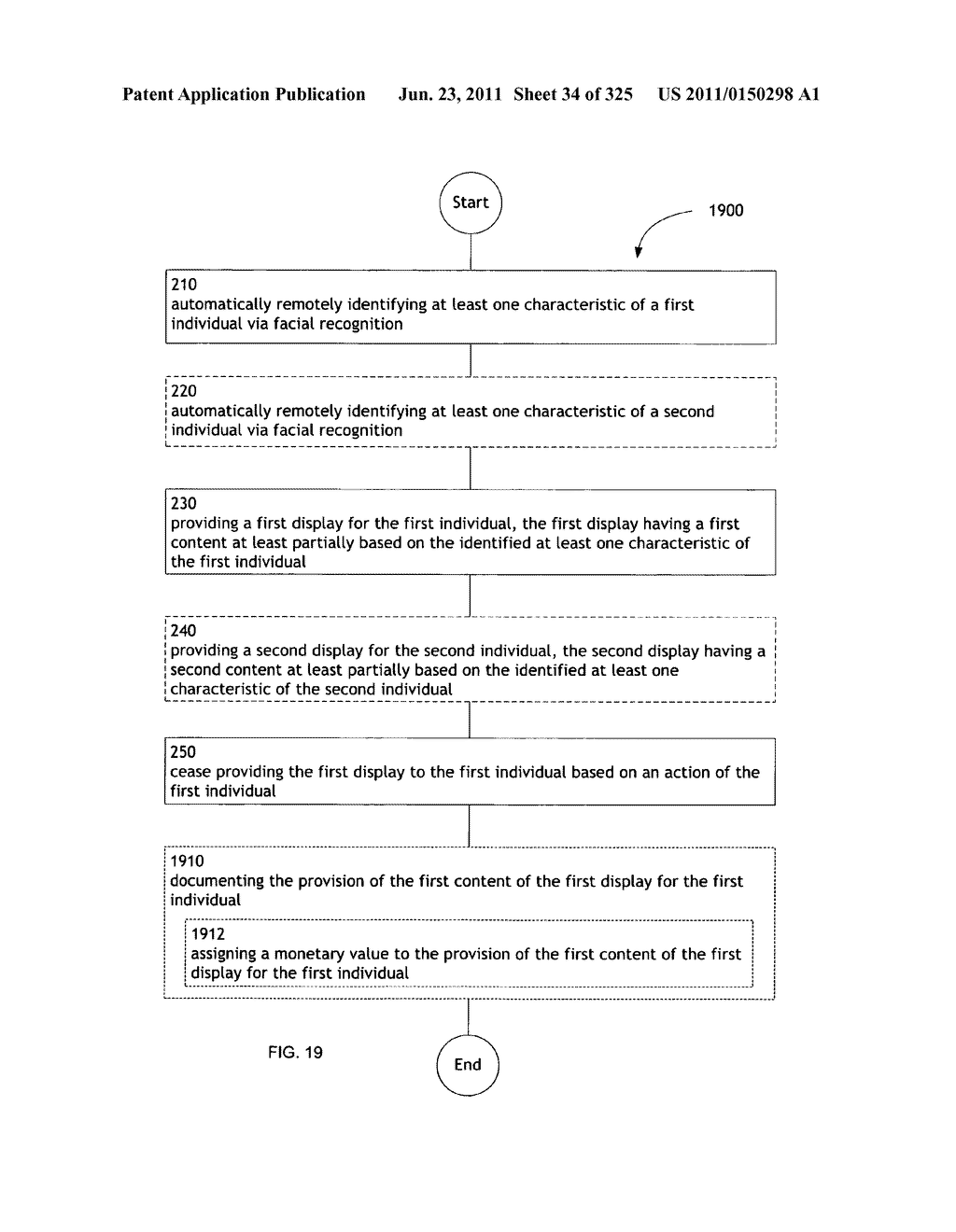 Identifying a characteristic of an individual utilizing facial recognition     and providing a display for the individual - diagram, schematic, and image 35