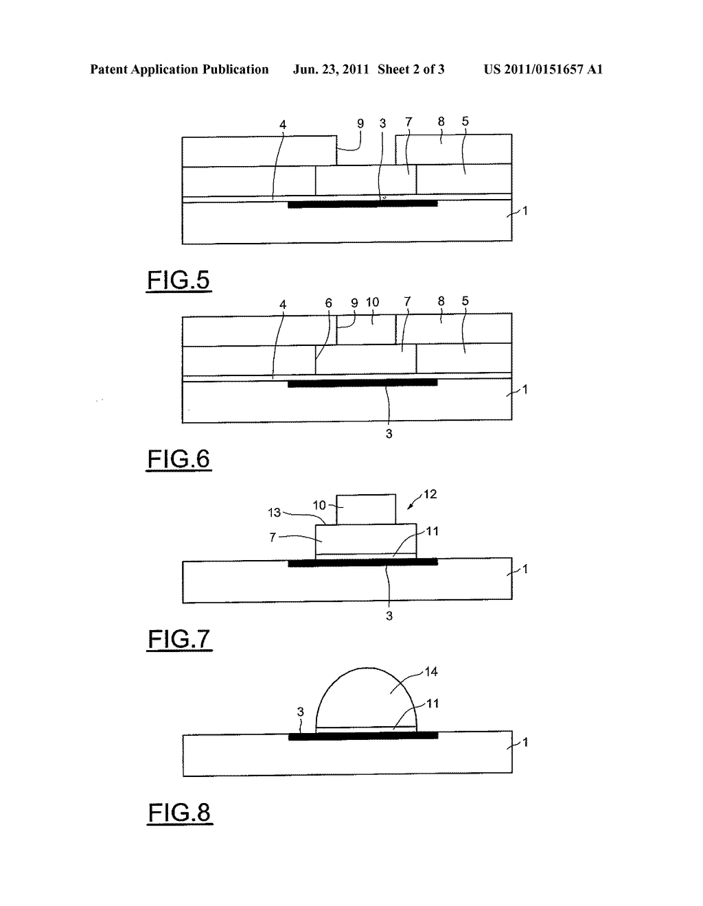 METHOD FOR FABRICATING ELECTRICAL BONDING PADS ON A WAFER - diagram, schematic, and image 03