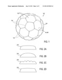 Round Ball, such as a Soccer Ball, having a Pattern of Fins to Resist     Rolling diagram and image