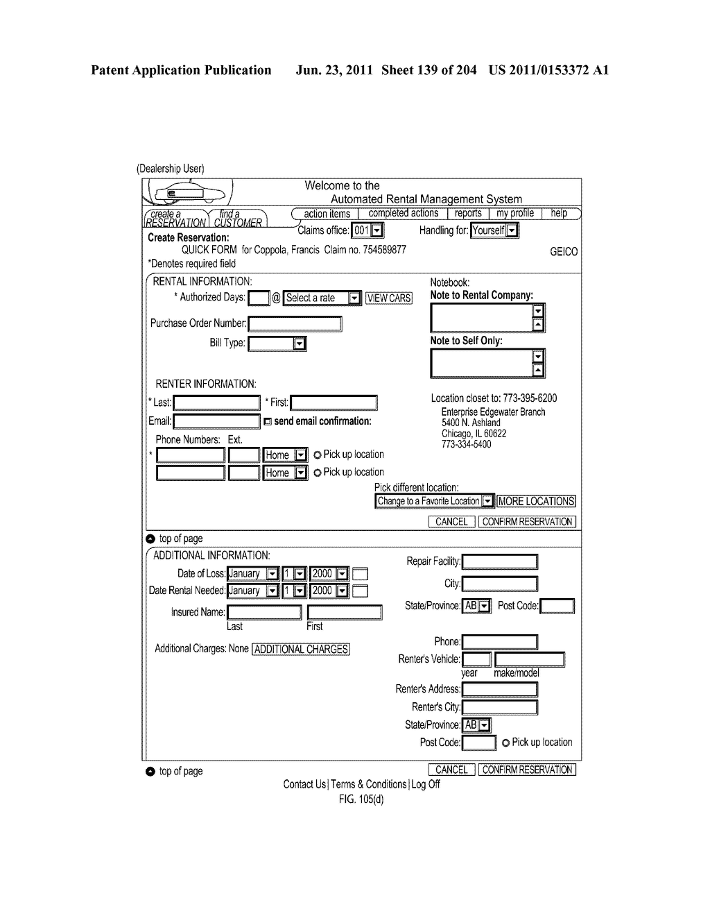 Extended Web enabled Business to Business Computer System for Rental     Vehicle Services - diagram, schematic, and image 140