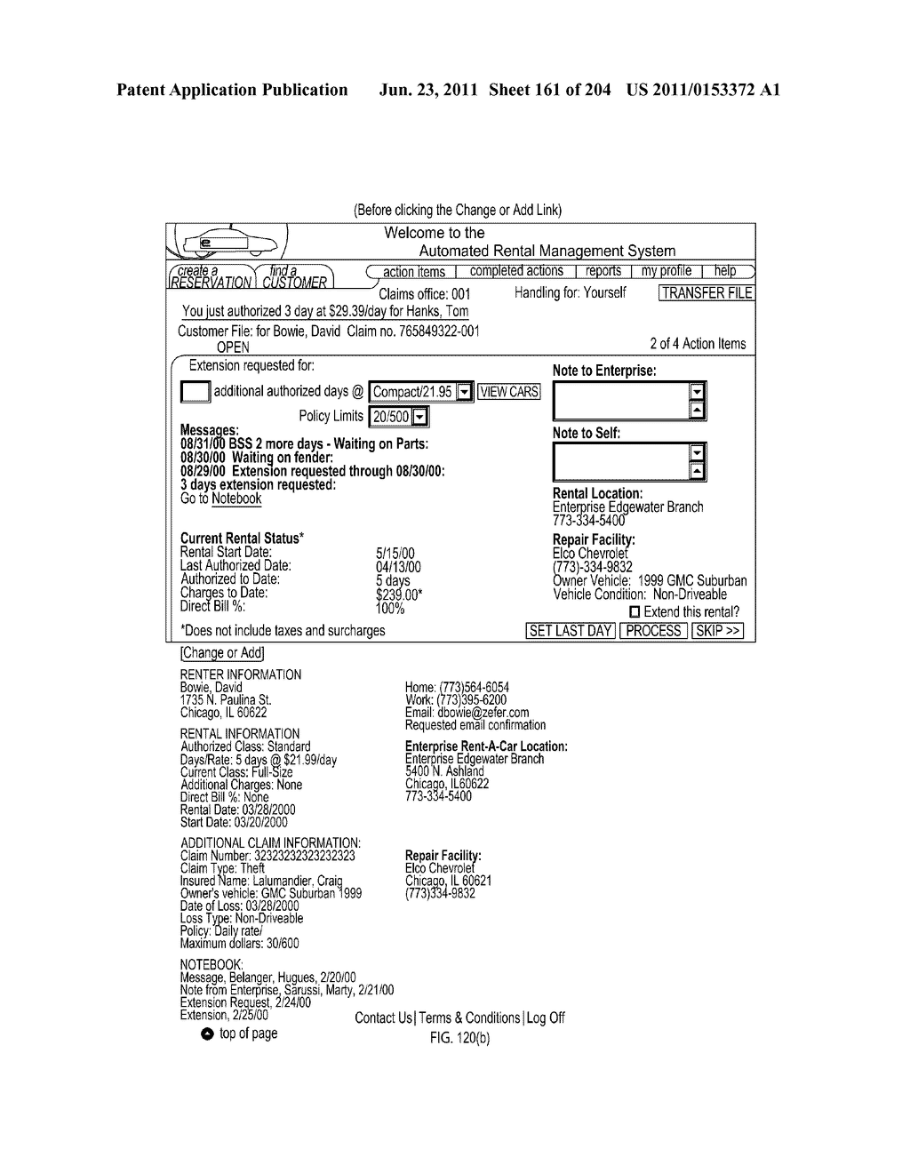 Extended Web enabled Business to Business Computer System for Rental     Vehicle Services - diagram, schematic, and image 162