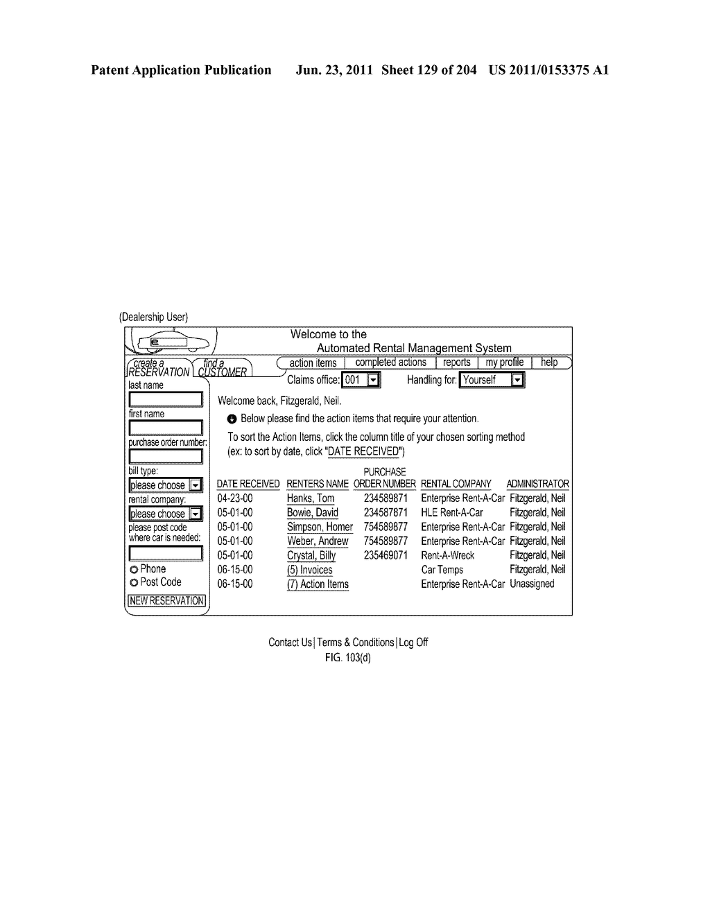 Method and System for Managing Rental Vehicle Reservations with User     Authorization Limits - diagram, schematic, and image 130