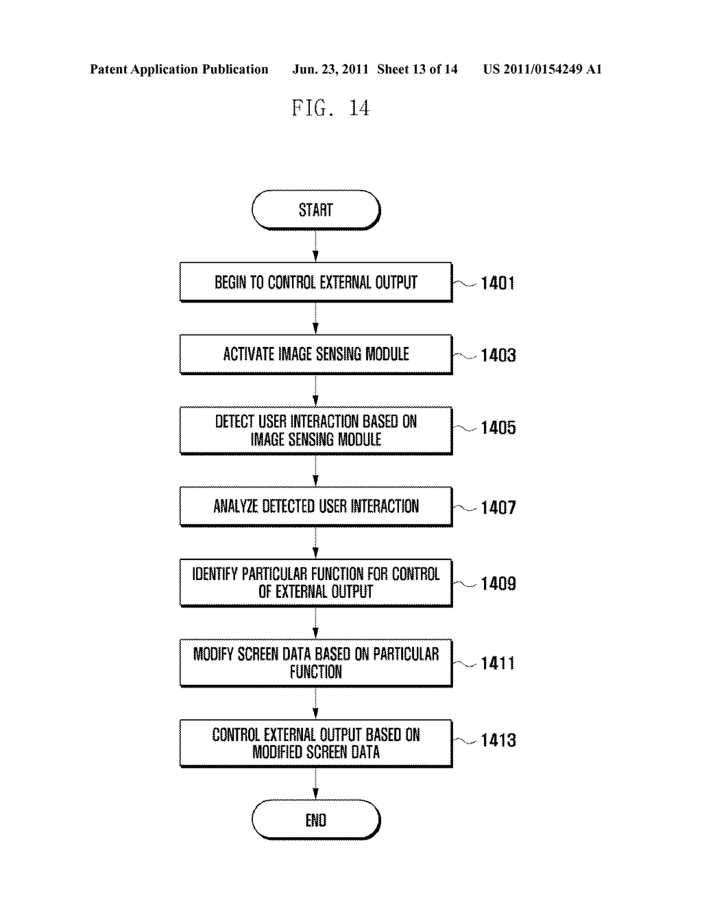 MOBILE DEVICE AND RELATED CONTROL METHOD FOR EXTERNAL OUTPUT DEPENDING ON     USER INTERACTION BASED ON IMAGE SENSING MODULE - diagram, schematic, and image 14