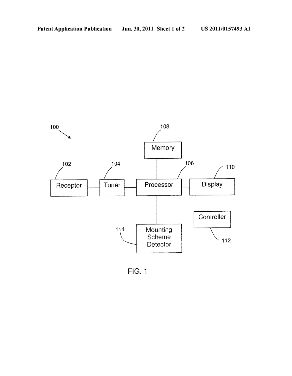 SYSTEM AND METHOD FOR ADJUSTING TELEVISION SETTINGS BASED ON MOUNTING     SCHEME - diagram, schematic, and image 02