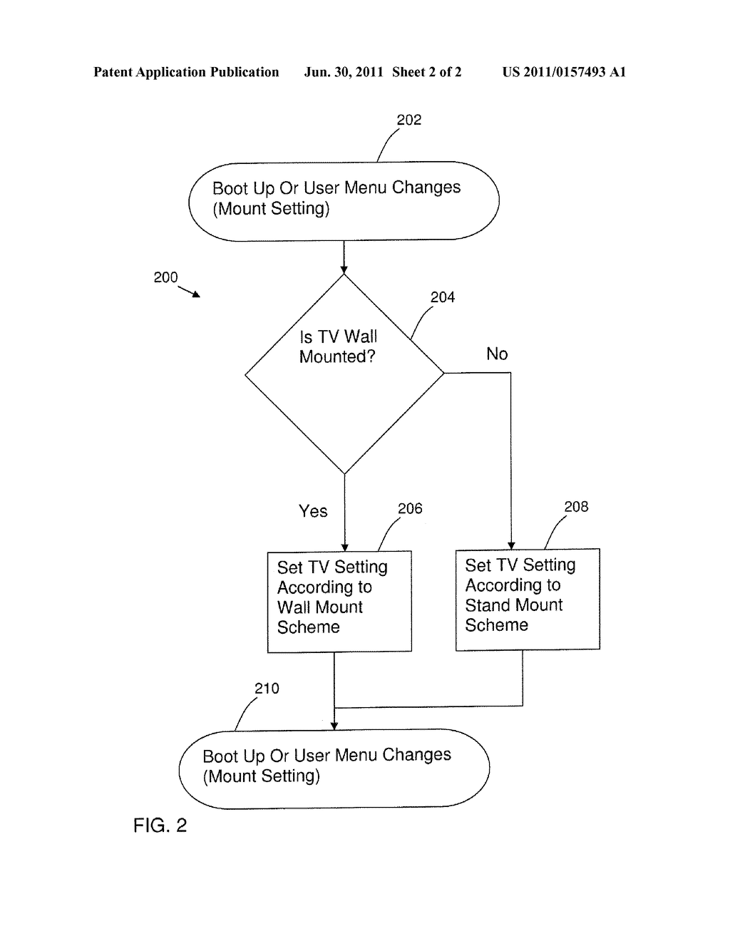 SYSTEM AND METHOD FOR ADJUSTING TELEVISION SETTINGS BASED ON MOUNTING     SCHEME - diagram, schematic, and image 03