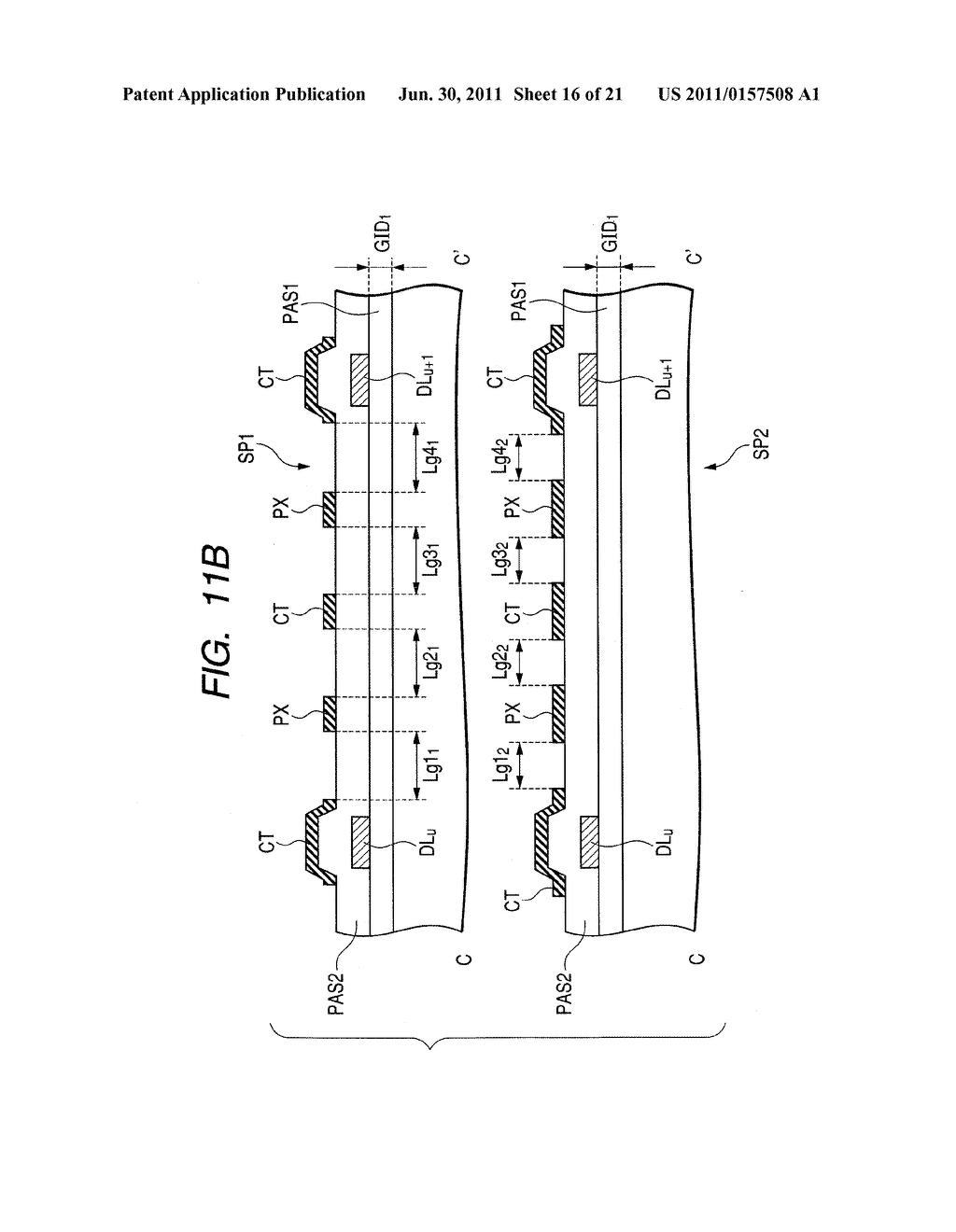 DISPLAY DEVICE WHEREIN A GATE INSULATING FILM PROVIDED AT ONE TFT IS     THINNER THAN A GATE INSULATING FILM PROVIDED AT ANOTHER TFT, AND A GAP     BETWEEN A PIXEL ELECTRODE AND A COUNTER ELECTRODE IS WIDER FOR THE ONE     TFT THAN THE ANOTHER TFT - diagram, schematic, and image 17