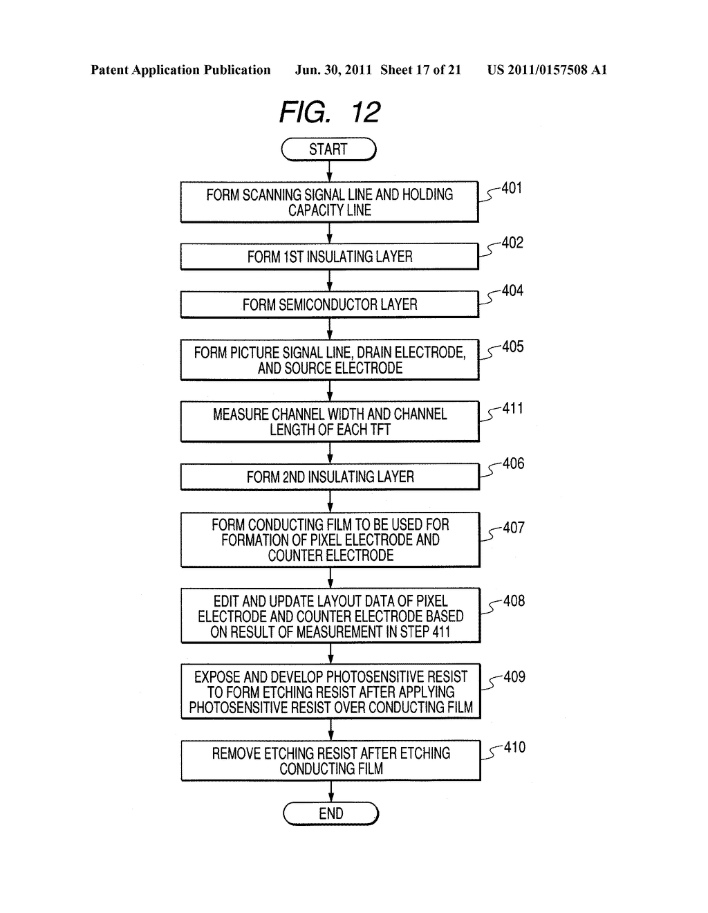 DISPLAY DEVICE WHEREIN A GATE INSULATING FILM PROVIDED AT ONE TFT IS     THINNER THAN A GATE INSULATING FILM PROVIDED AT ANOTHER TFT, AND A GAP     BETWEEN A PIXEL ELECTRODE AND A COUNTER ELECTRODE IS WIDER FOR THE ONE     TFT THAN THE ANOTHER TFT - diagram, schematic, and image 18