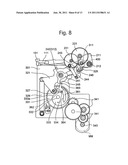 MIRROR DRIVE APPARATUS INCORPORATING A BRAKE MECHANISM OF AN SLR CAMERA diagram and image