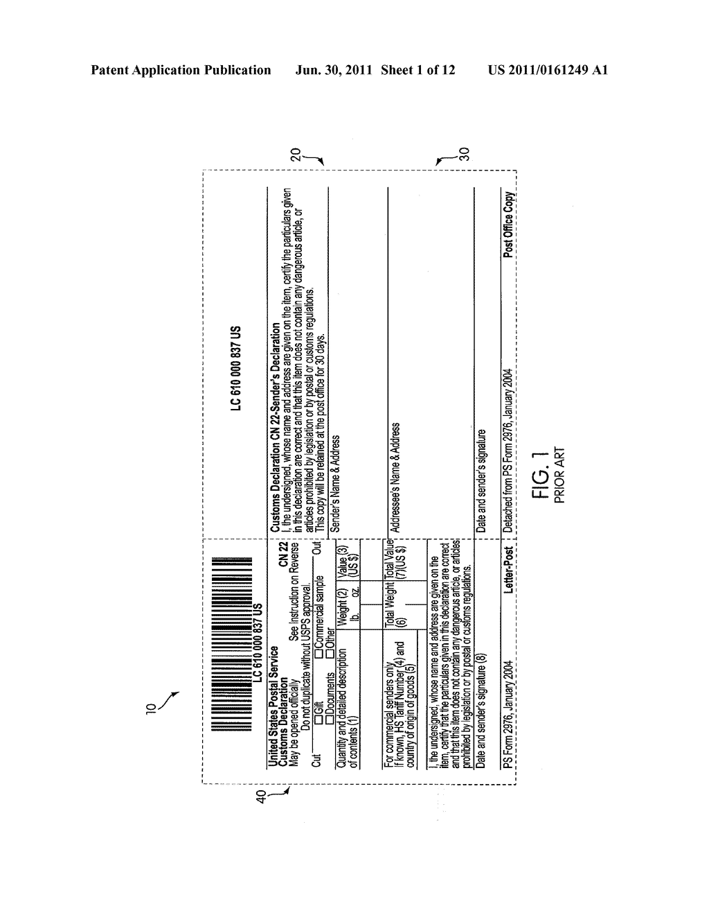 Integrated shipping label and customs form - diagram, schematic, and image 02