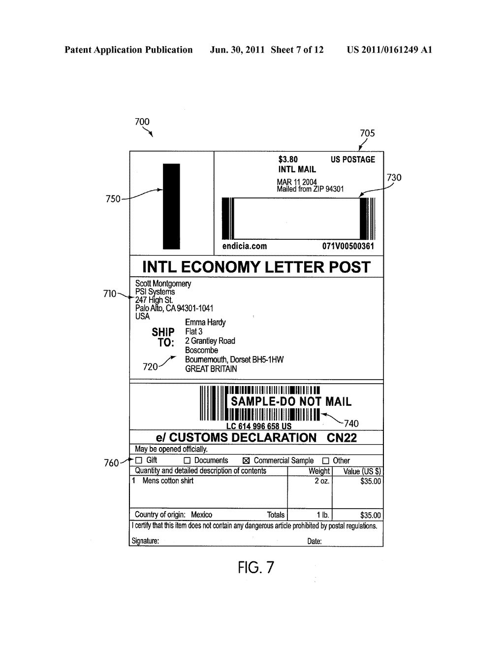 Integrated shipping label and customs form - diagram, schematic, and image 08