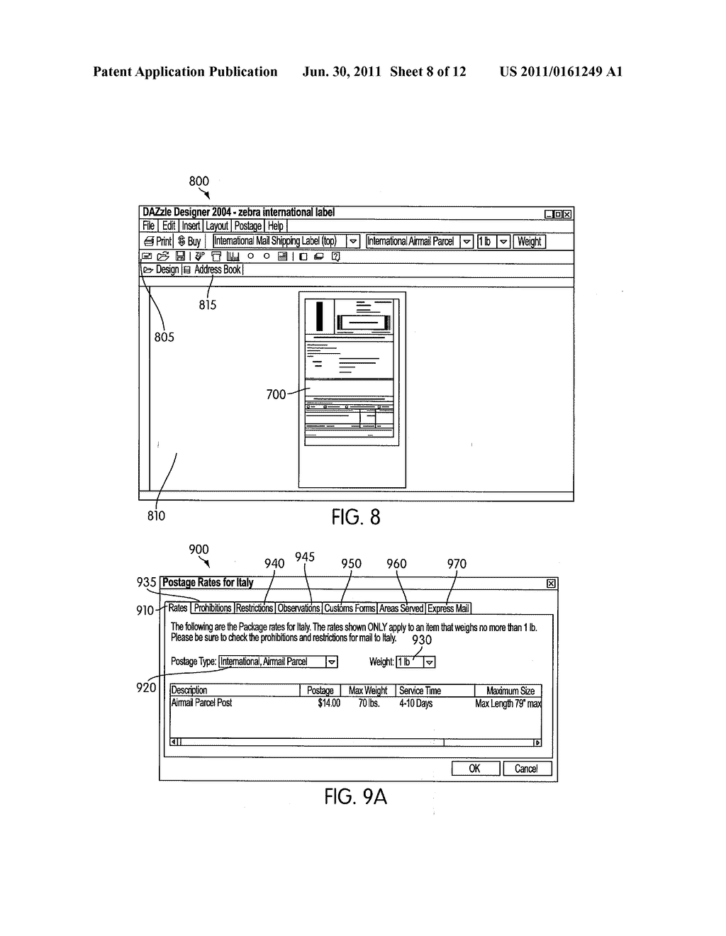 Integrated shipping label and customs form - diagram, schematic, and image 09